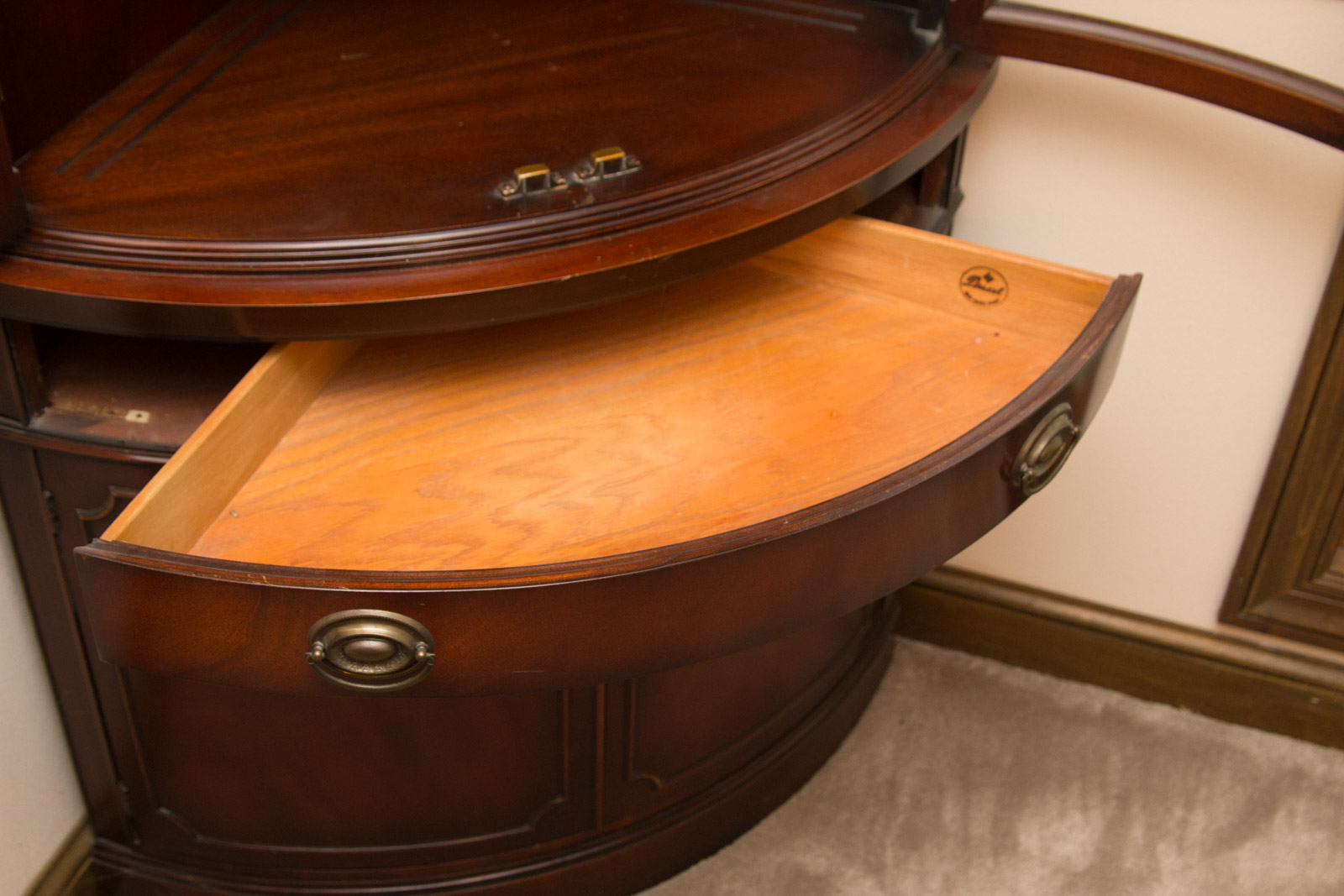 Hepplewhite Style Demilune Corner Cabinet by Drexel