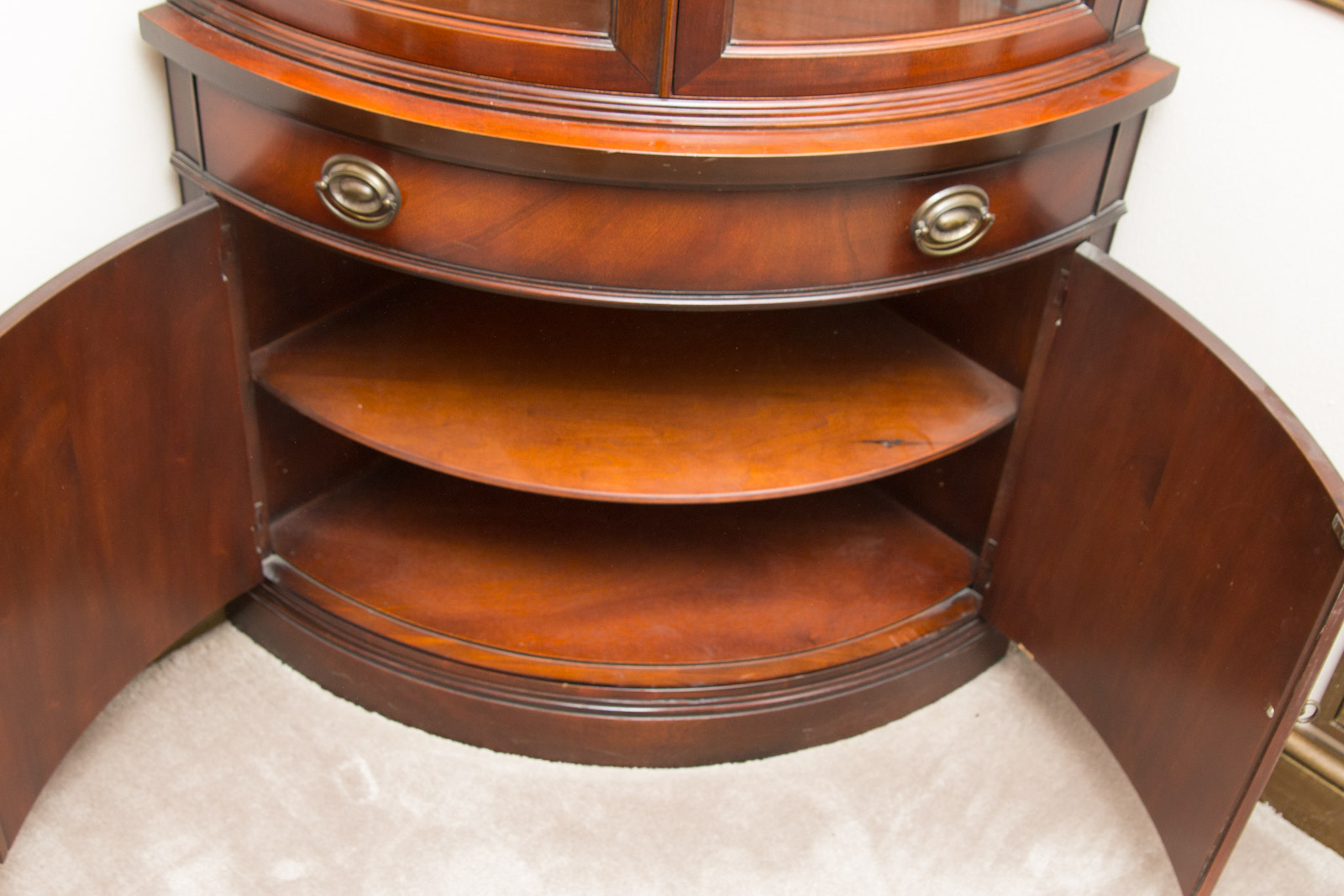 Hepplewhite Style Demilune Corner Cabinet by Drexel