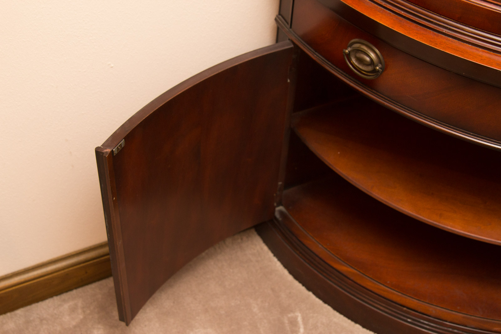 Hepplewhite Style Demilune Corner Cabinet by Drexel