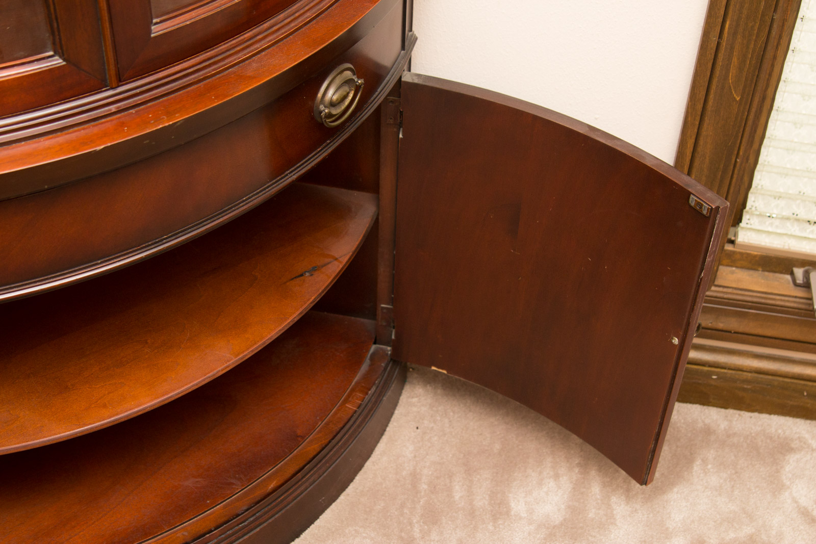 Hepplewhite Style Demilune Corner Cabinet by Drexel