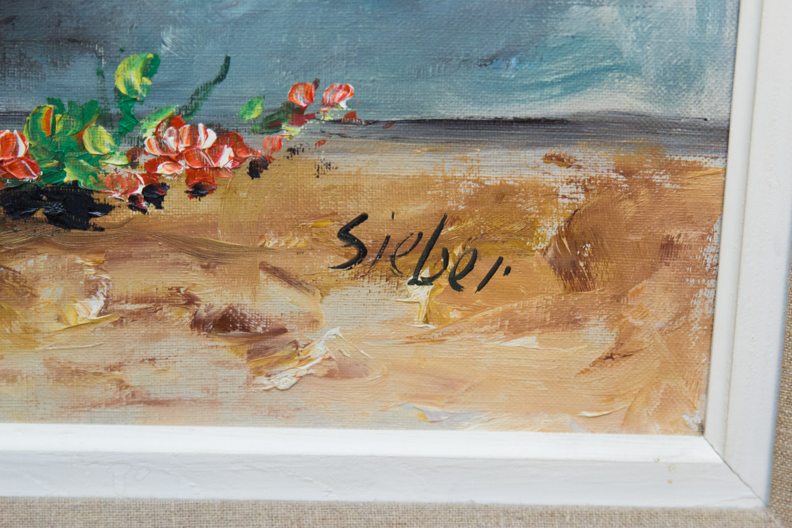 Seiber Framed Floral Still Life Painting on Canvas