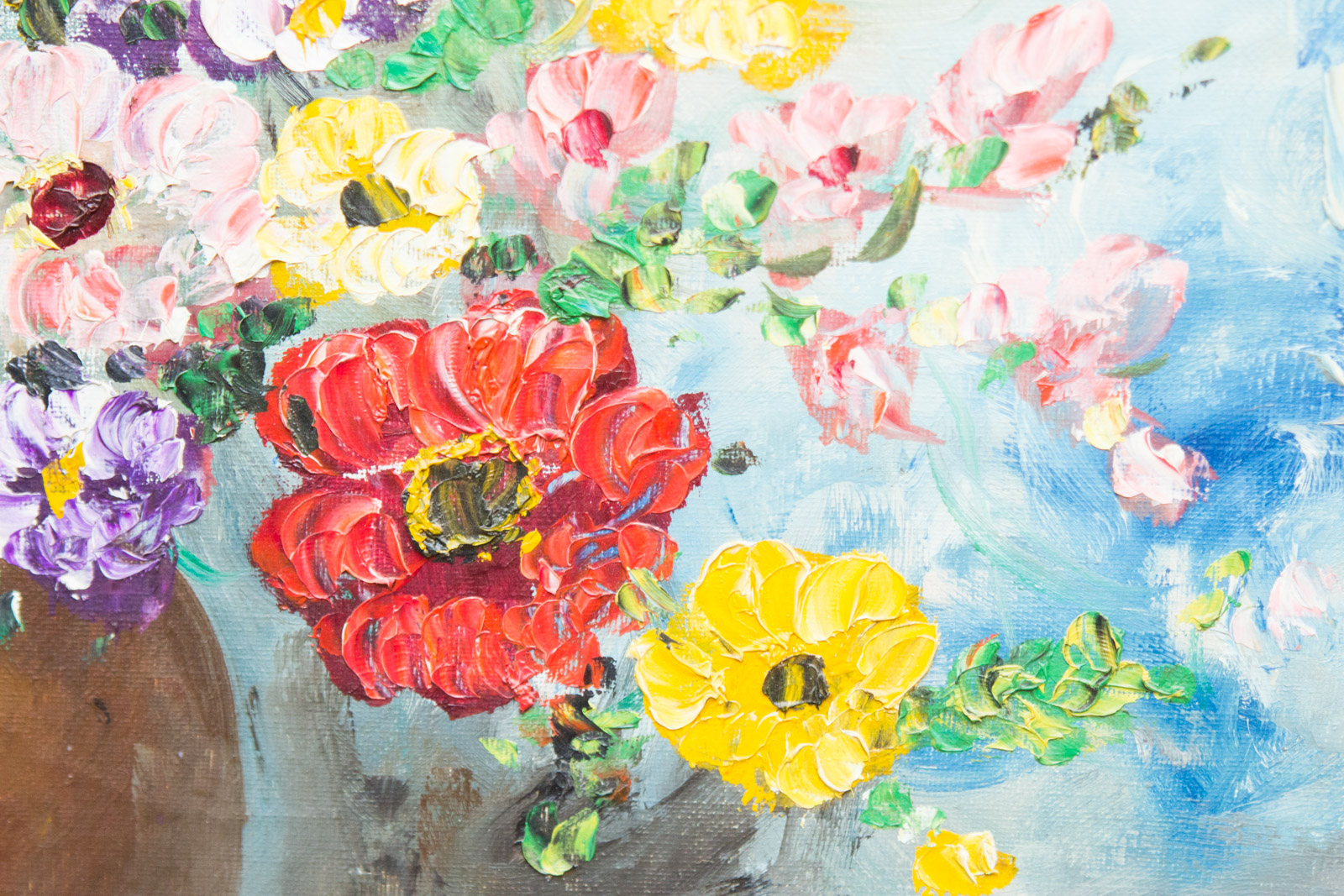 Seiber Framed Floral Still Life Painting on Canvas