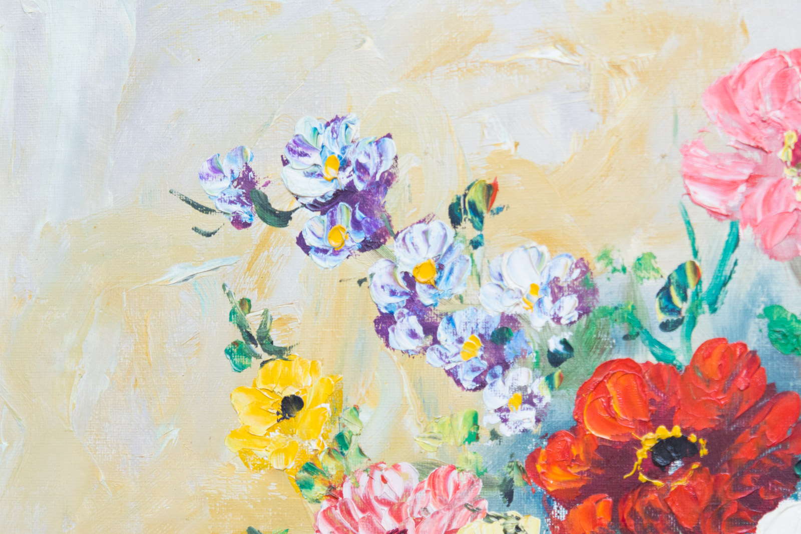 Seiber Framed Floral Still Life Painting on Canvas