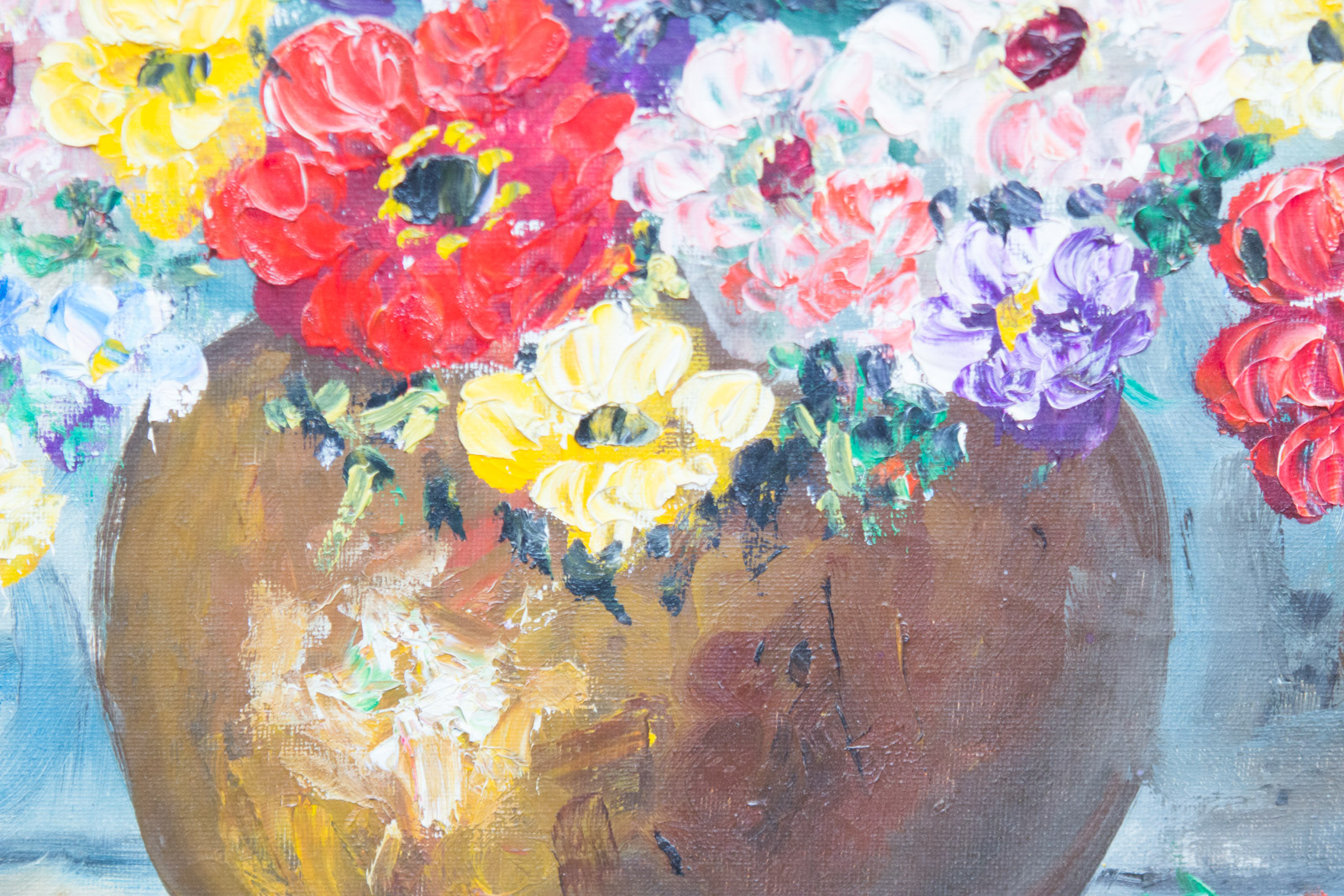 Seiber Framed Floral Still Life Painting on Canvas