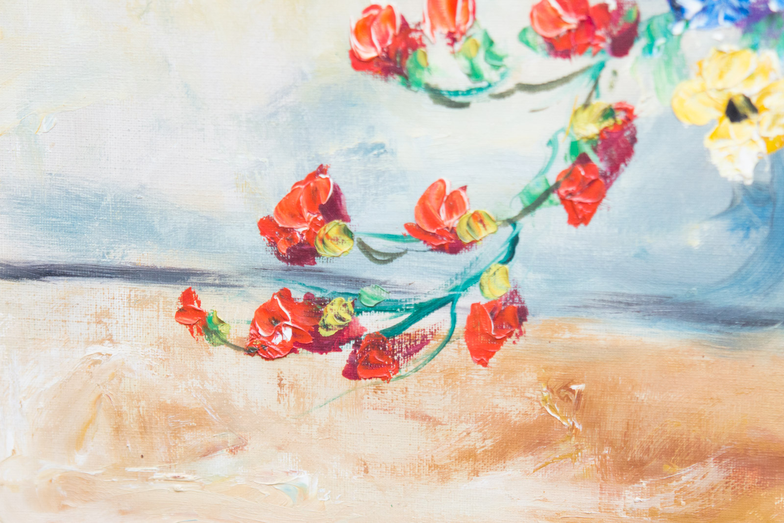 Seiber Framed Floral Still Life Painting on Canvas