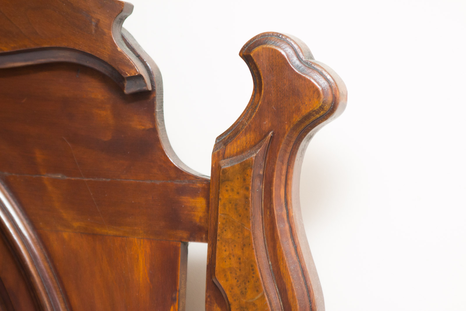 Antique Full Size Walnut Bed Frame with Ornate Headboard