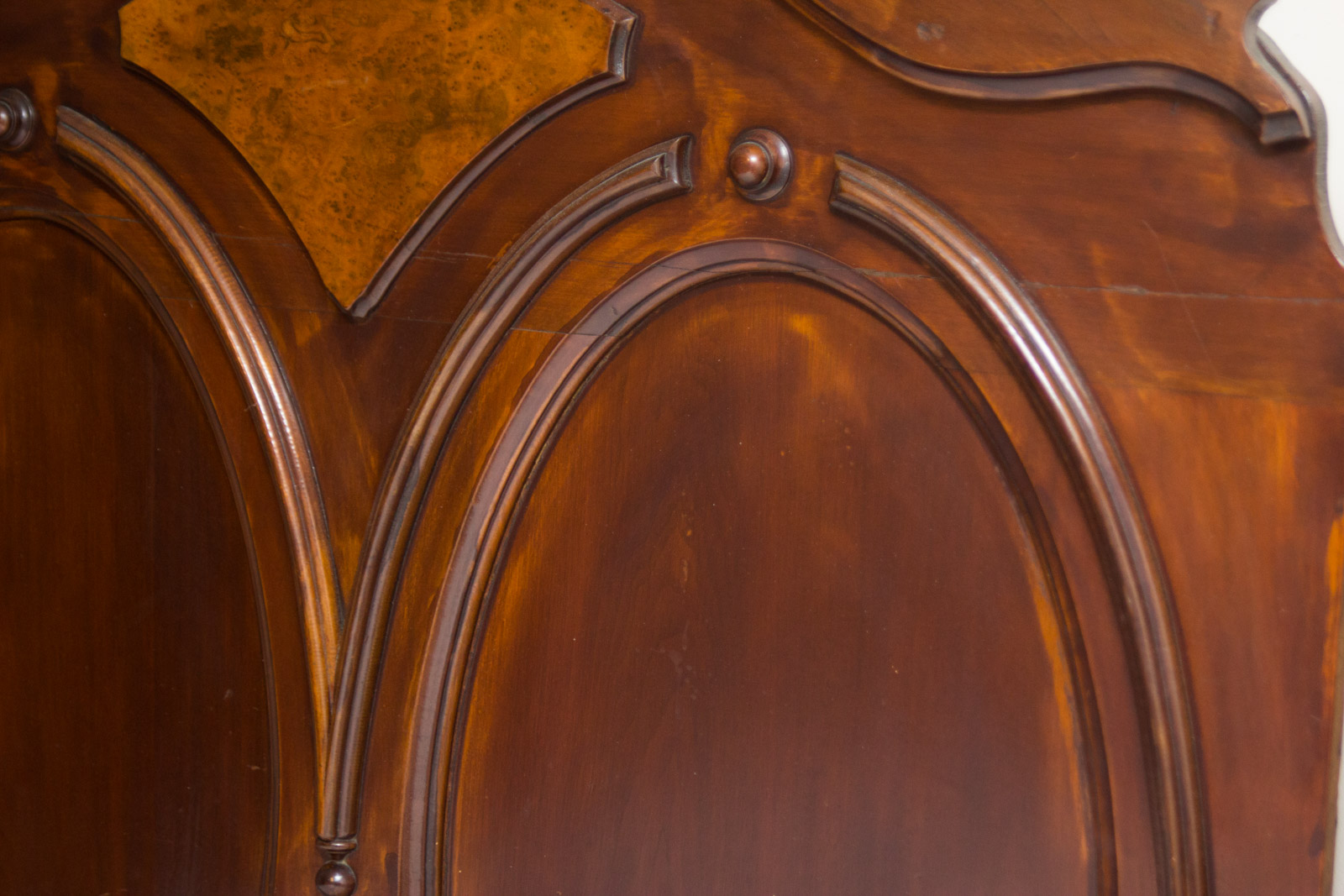 Antique Full Size Walnut Bed Frame with Ornate Headboard