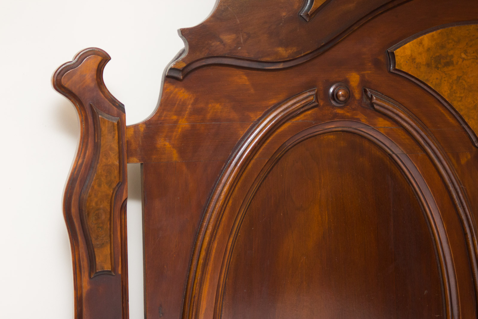 Antique Full Size Walnut Bed Frame with Ornate Headboard