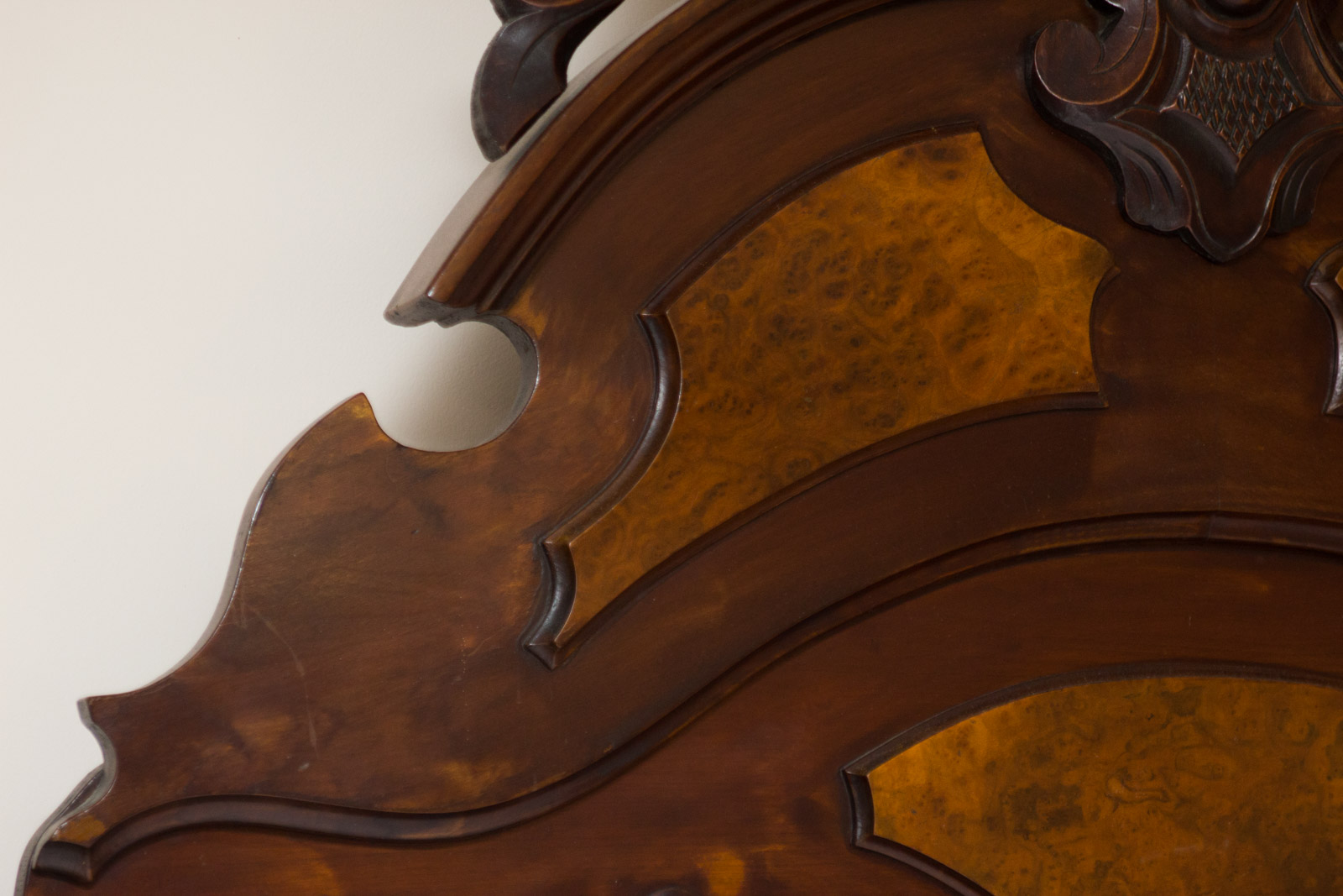 Antique Full Size Walnut Bed Frame with Ornate Headboard