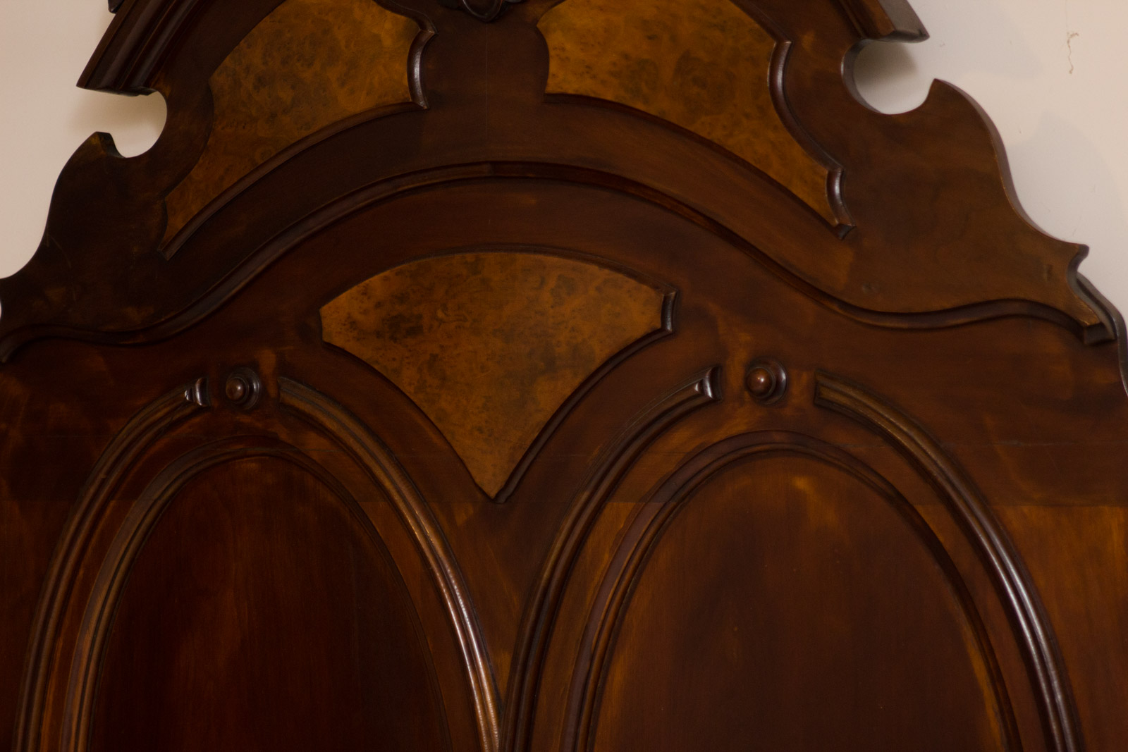 Antique Full Size Walnut Bed Frame with Ornate Headboard