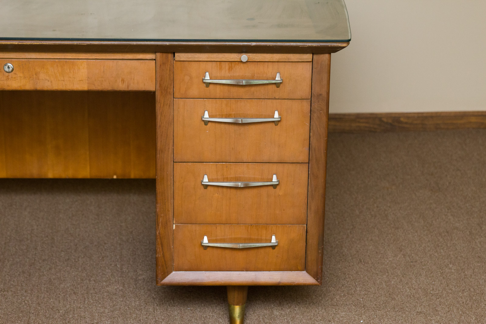Alma Glass Top Wooden Office Desk