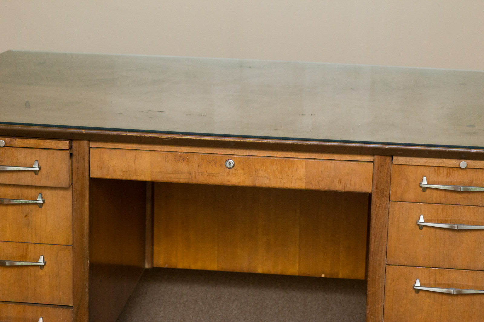 Alma Glass Top Wooden Office Desk