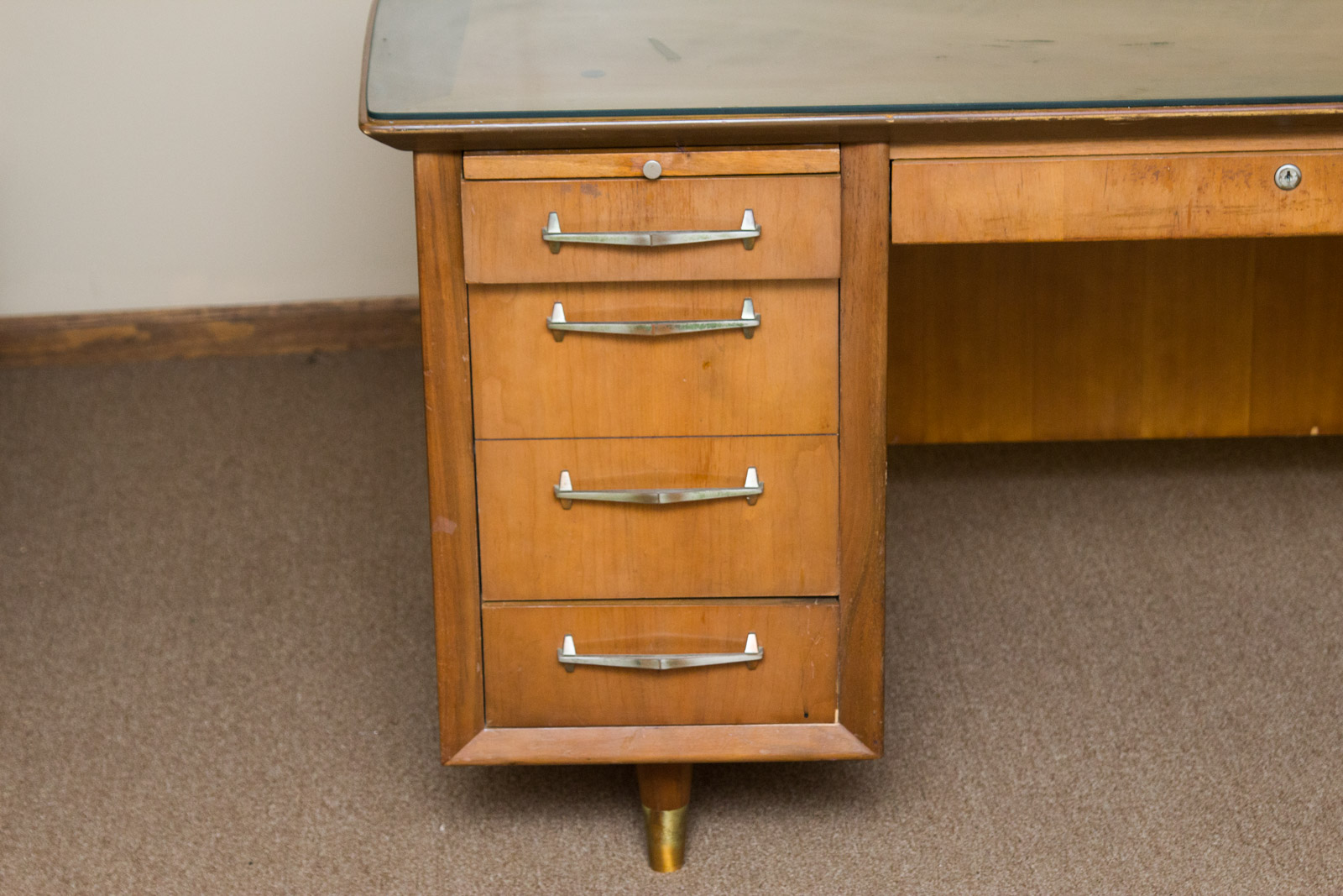 Alma Glass Top Wooden Office Desk