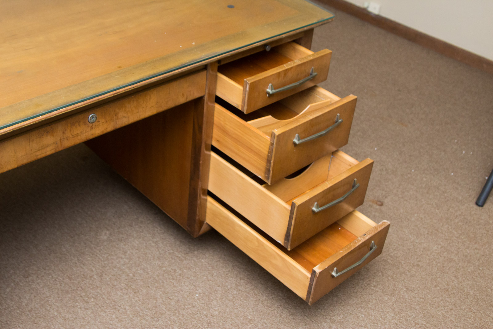 Alma Glass Top Wooden Office Desk