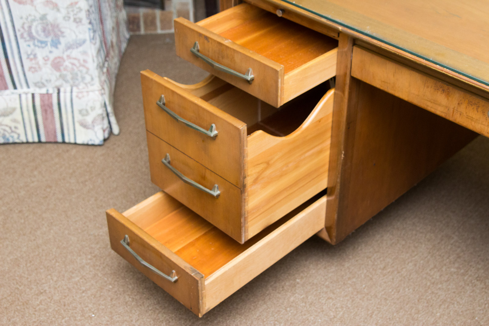 Alma Glass Top Wooden Office Desk