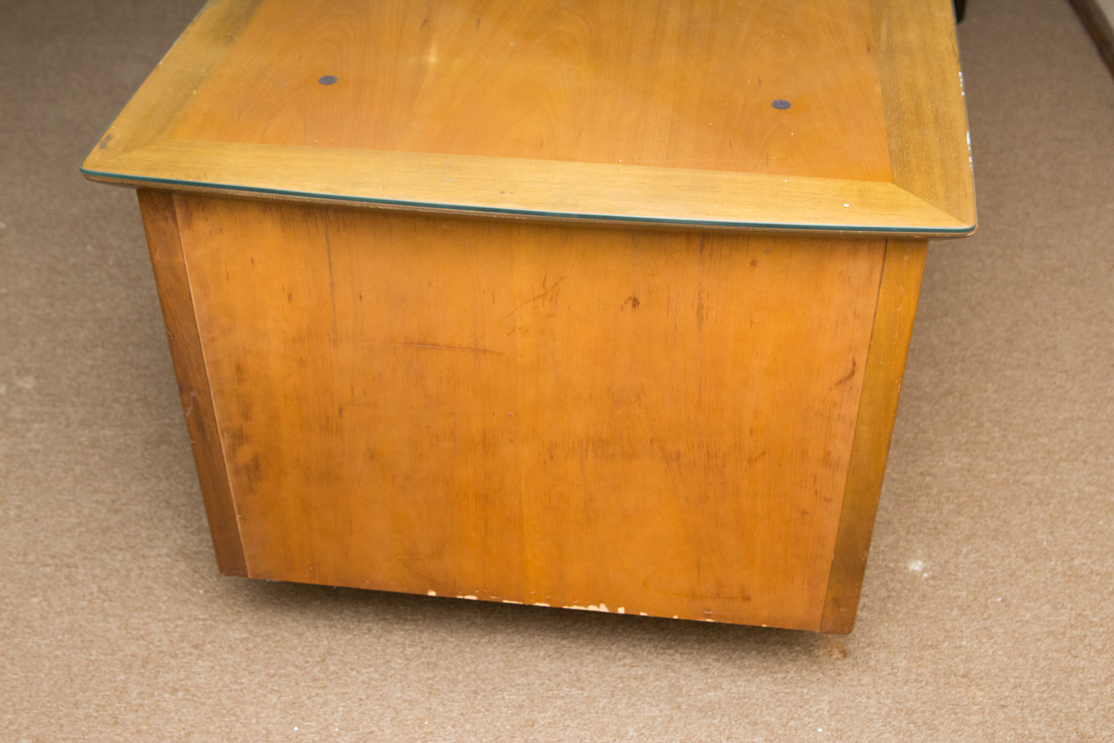 Alma Glass Top Wooden Office Desk