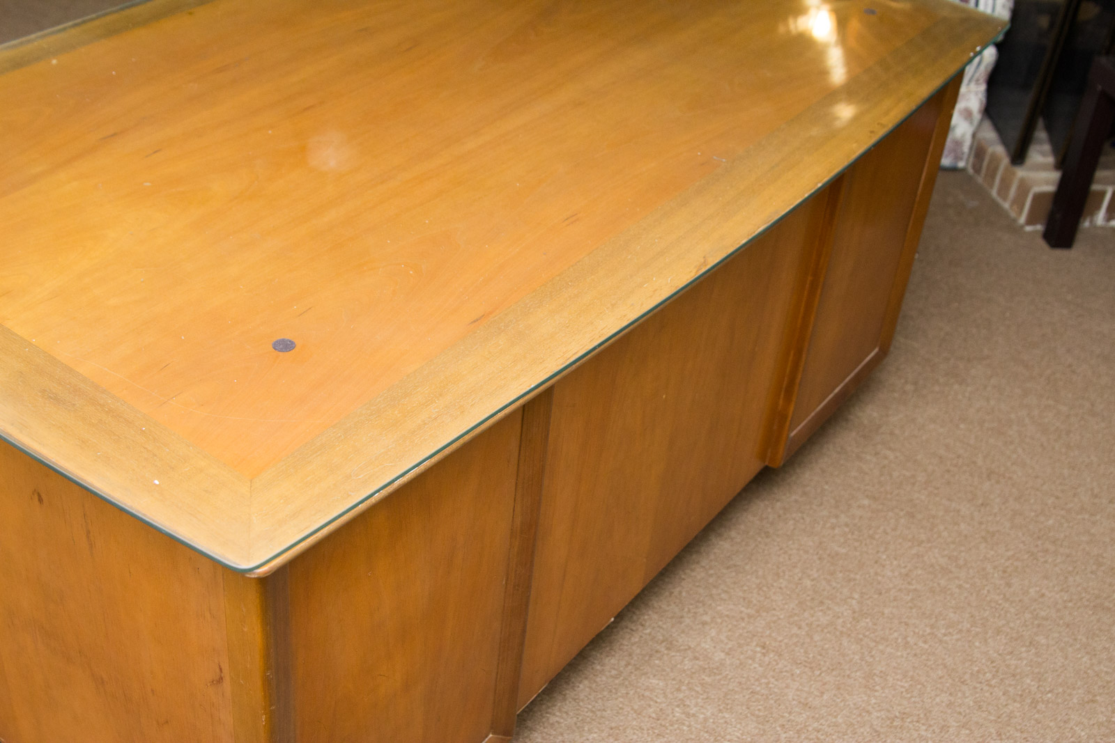 Alma Glass Top Wooden Office Desk