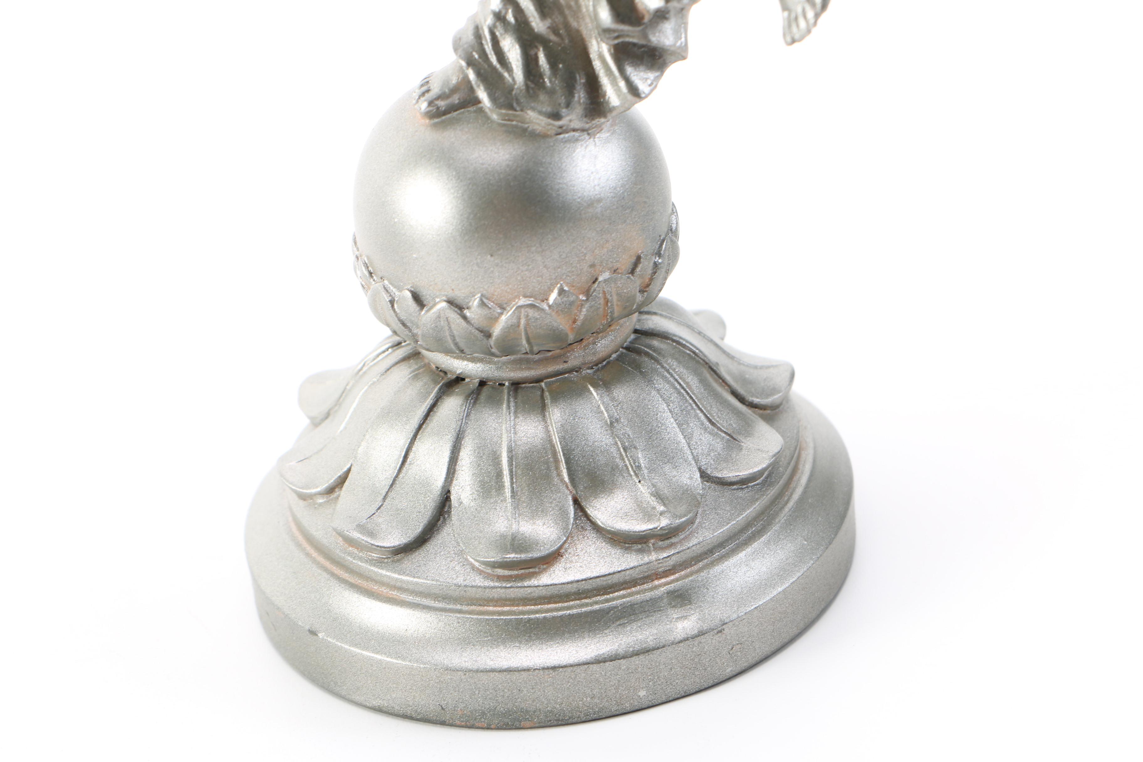 Pair of Silver Tone Angel Candlestick Holders