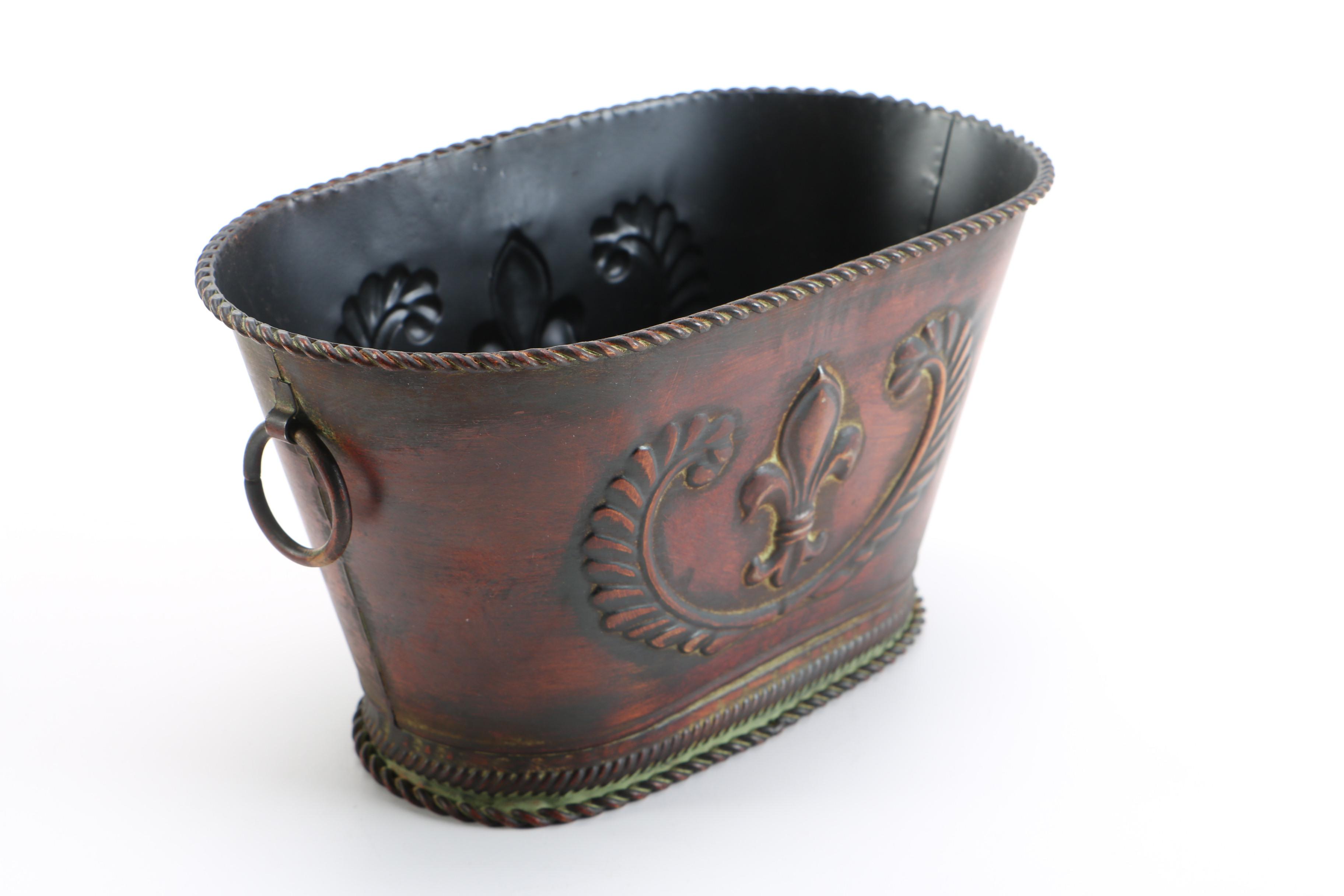 Resin Urn Lamp and Tin Floor Bin