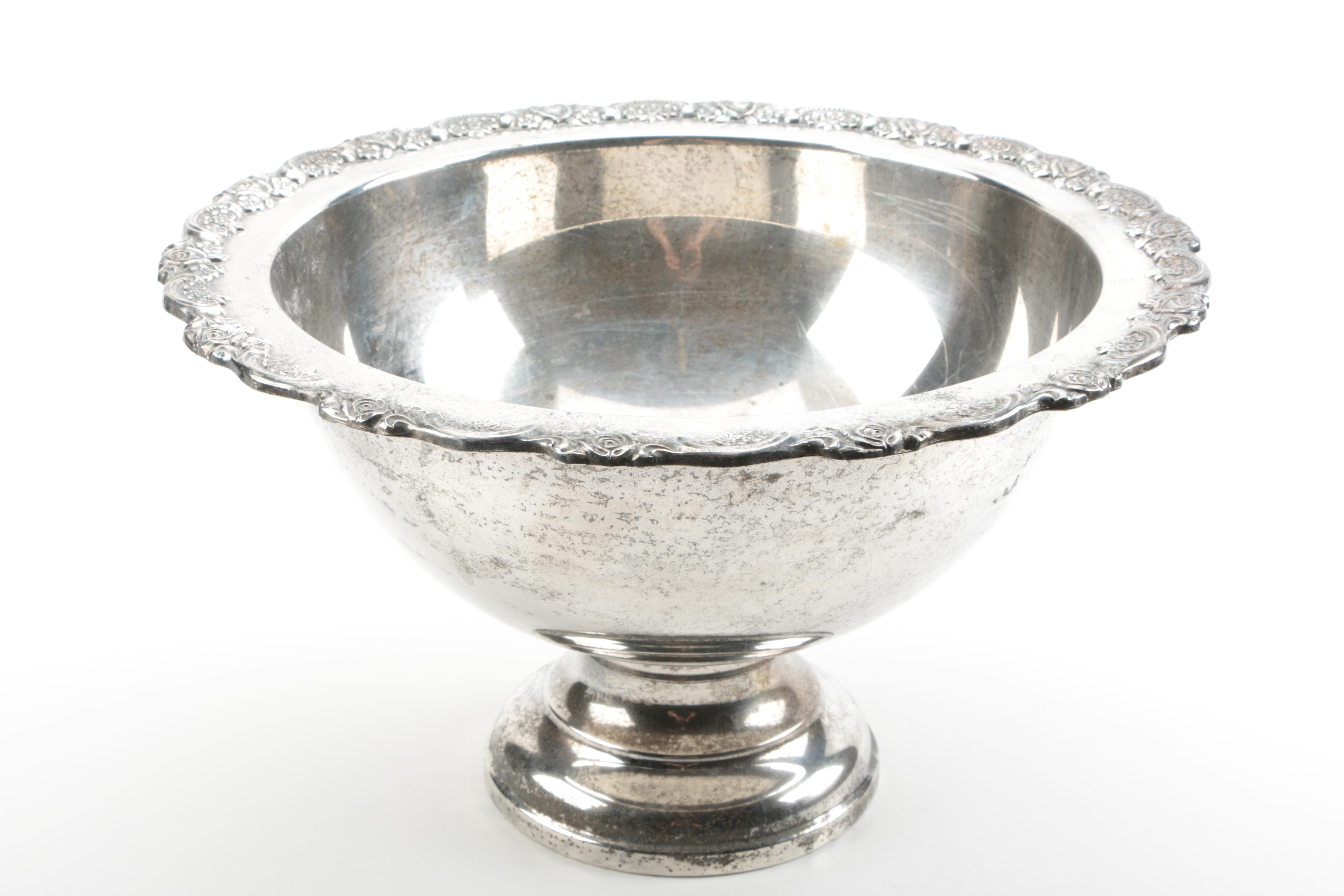 Silver Plate Punch Bowl Set