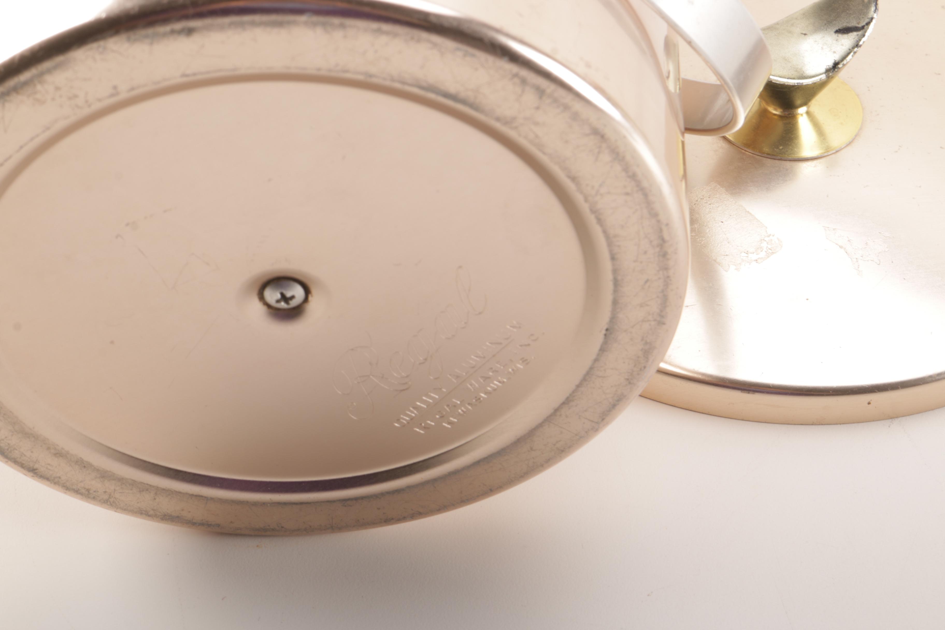 Mid Century Vintage Aluminum Ice Bucket and Drinking Cups