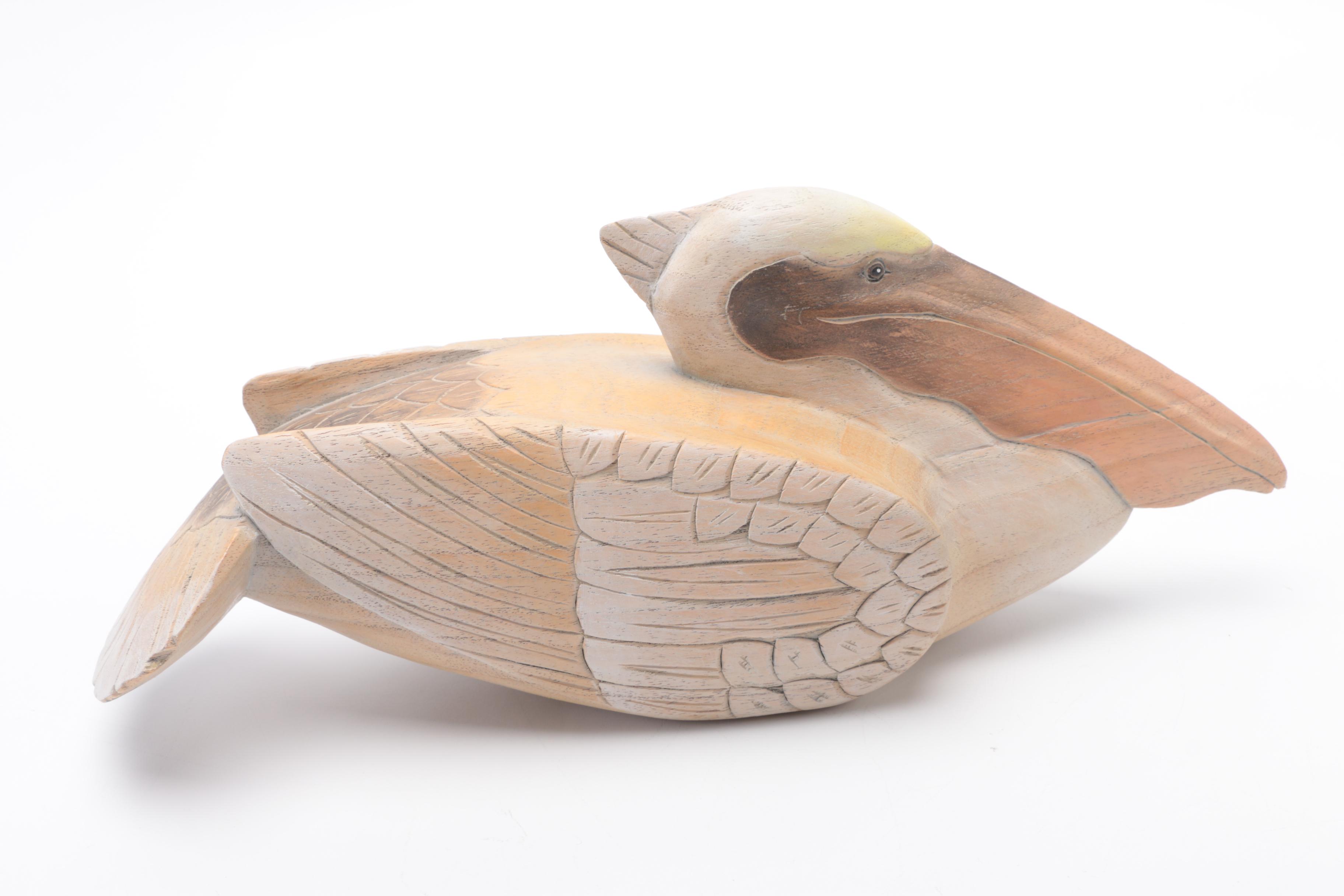 Pelican Figurines and Carved Trinket Box