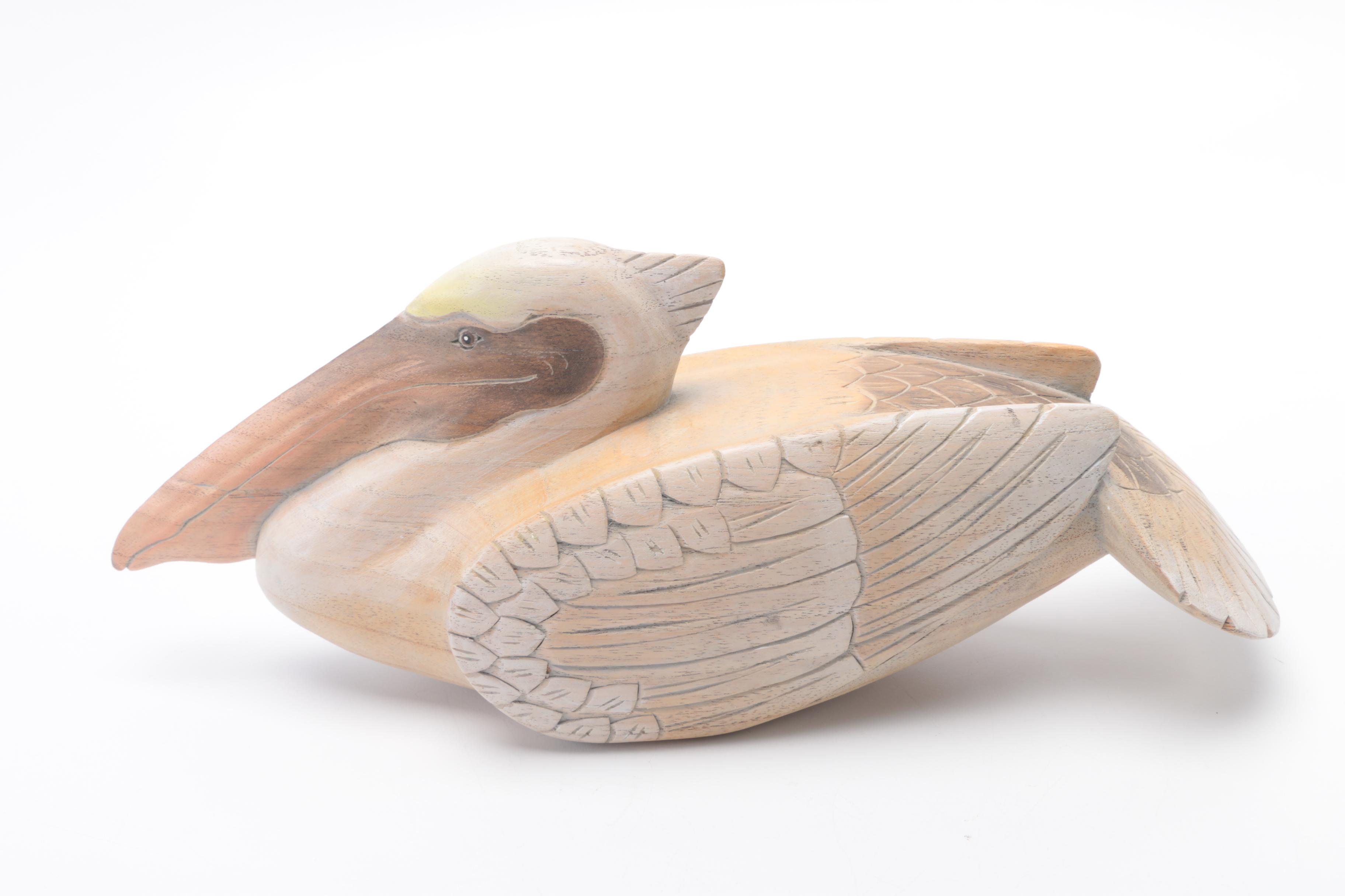 Pelican Figurines and Carved Trinket Box