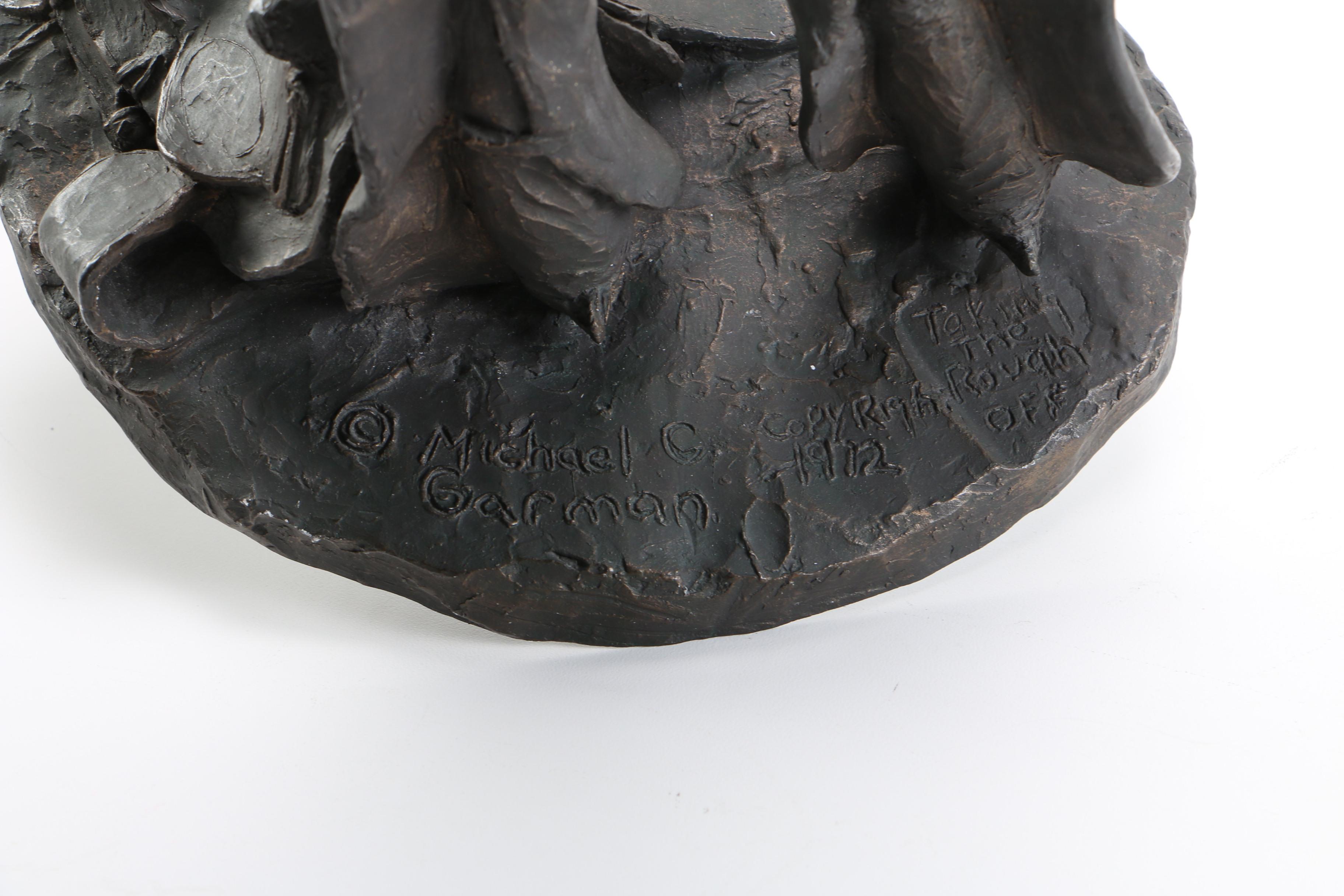 Michael Garman Bronze Tone Sculpture "Taking The Rough Off"