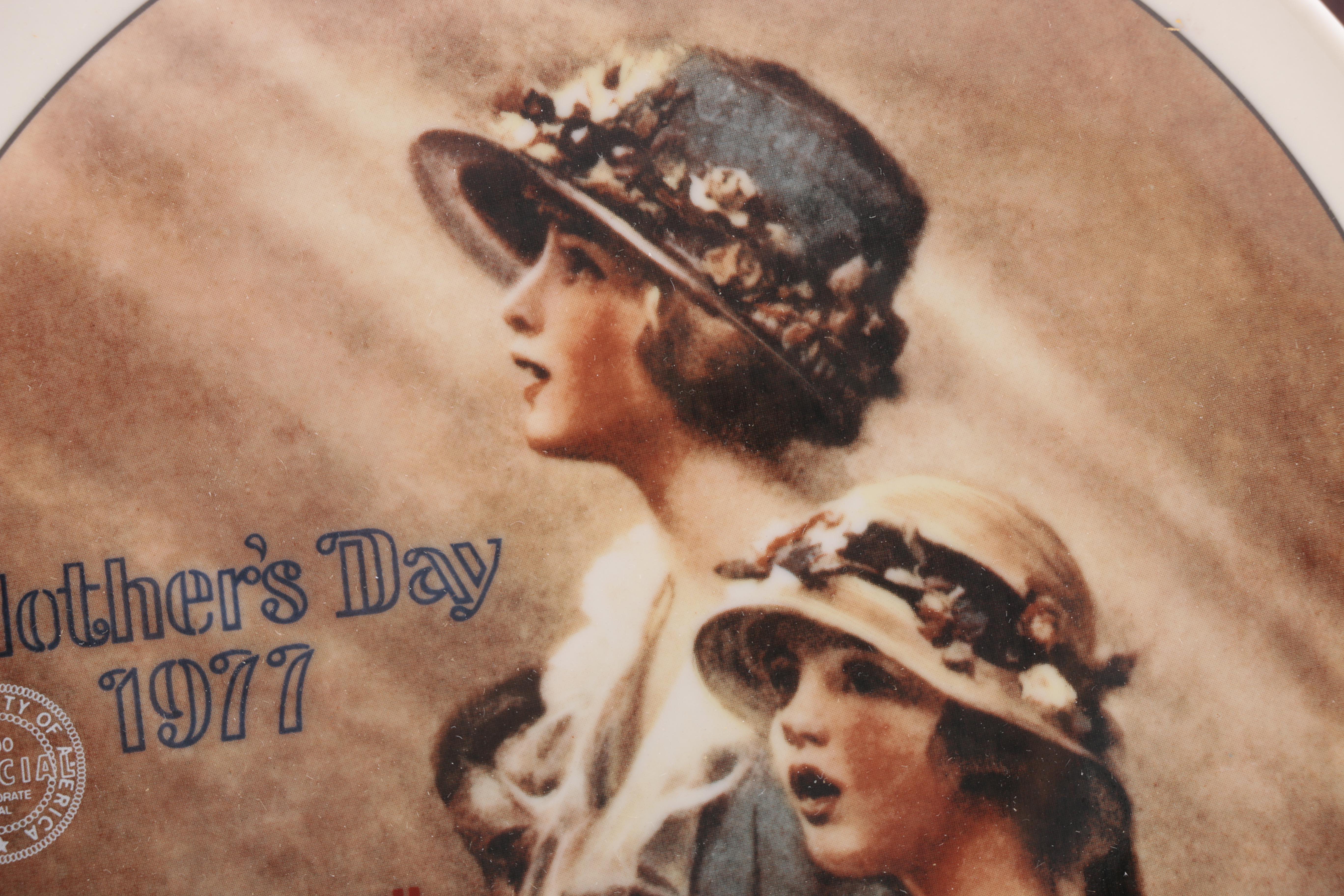 Five Norman Rockwell Mother's Day Plates