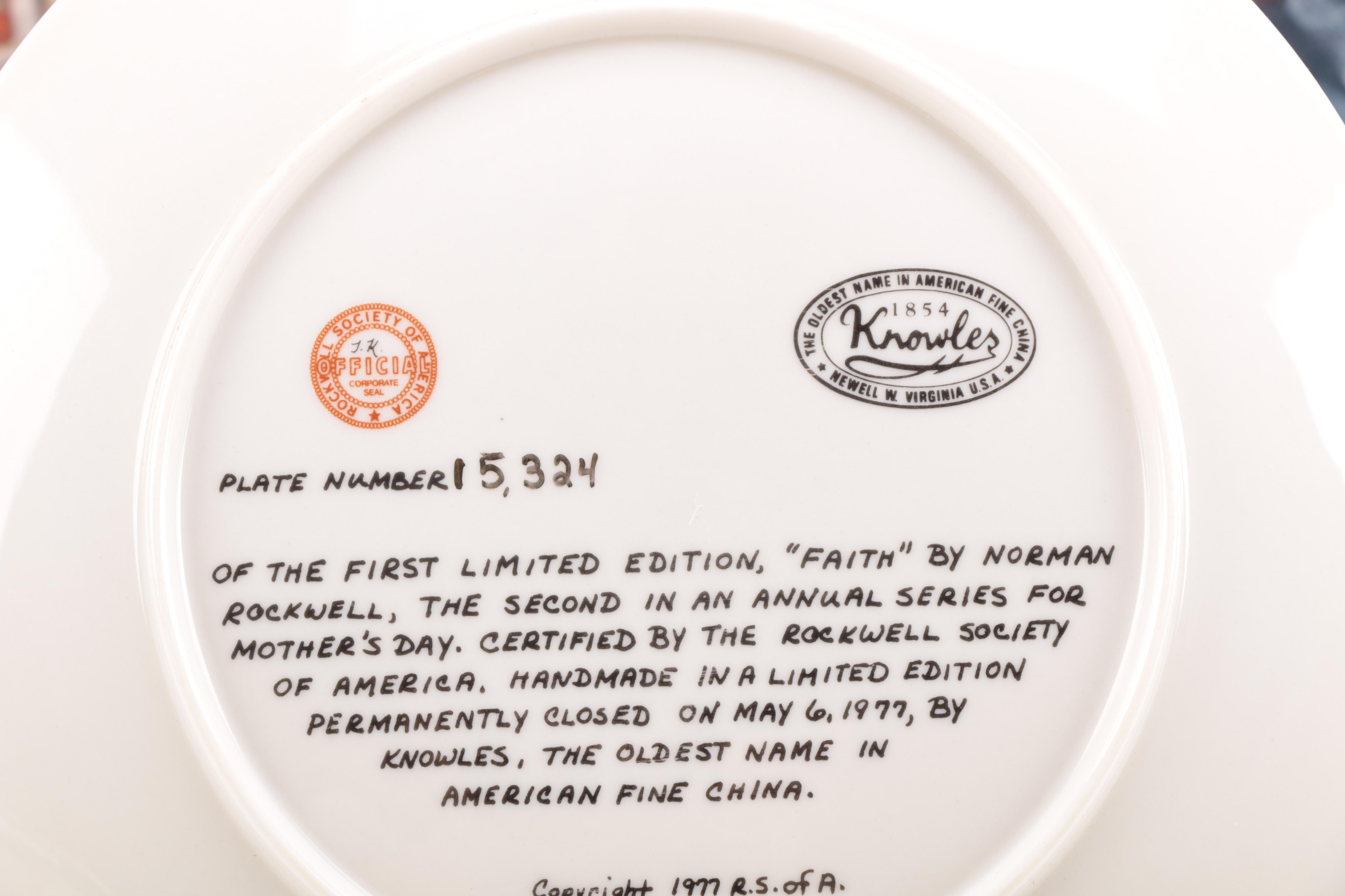 Five Norman Rockwell Mother's Day Plates