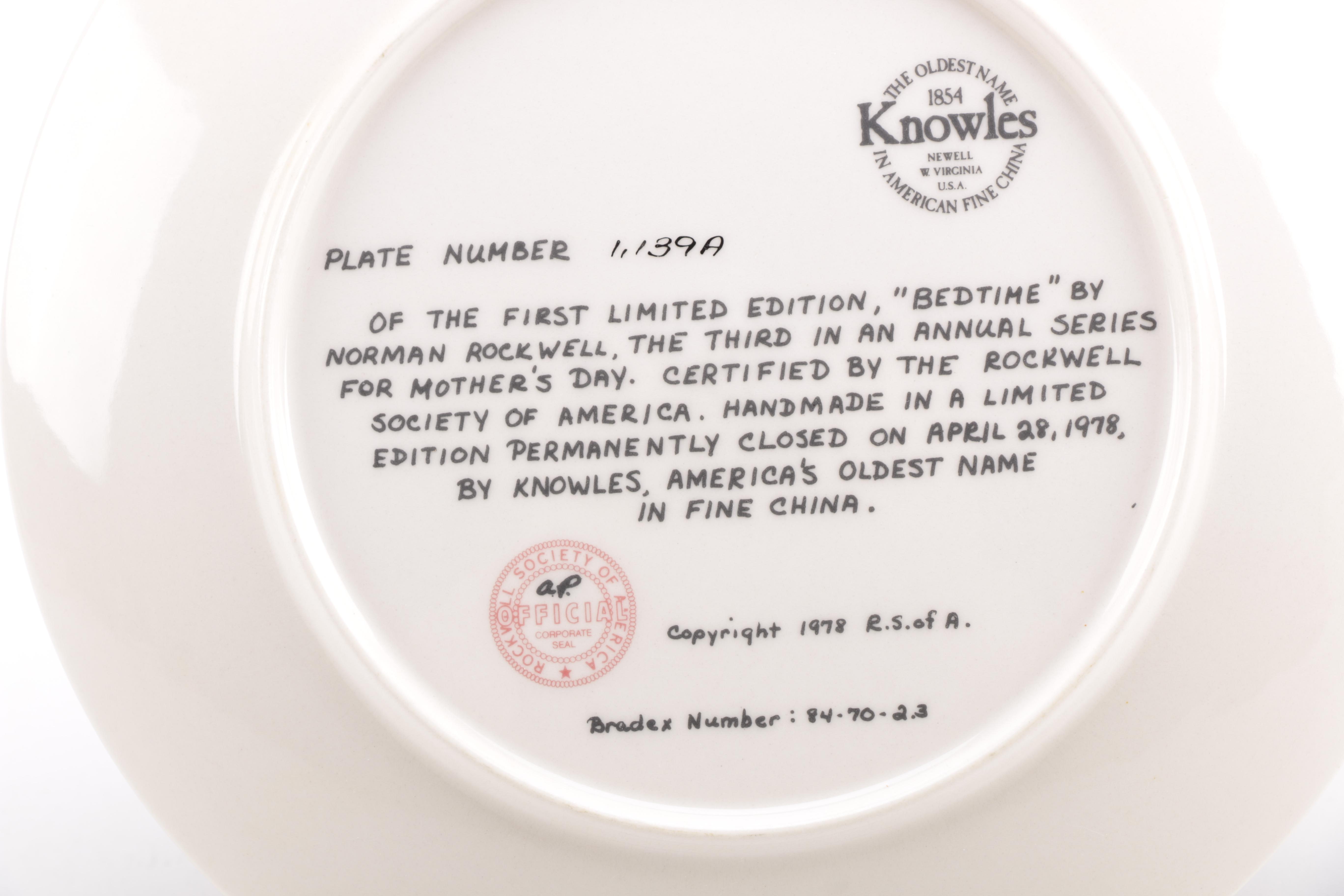 Five Norman Rockwell Mother's Day Plates