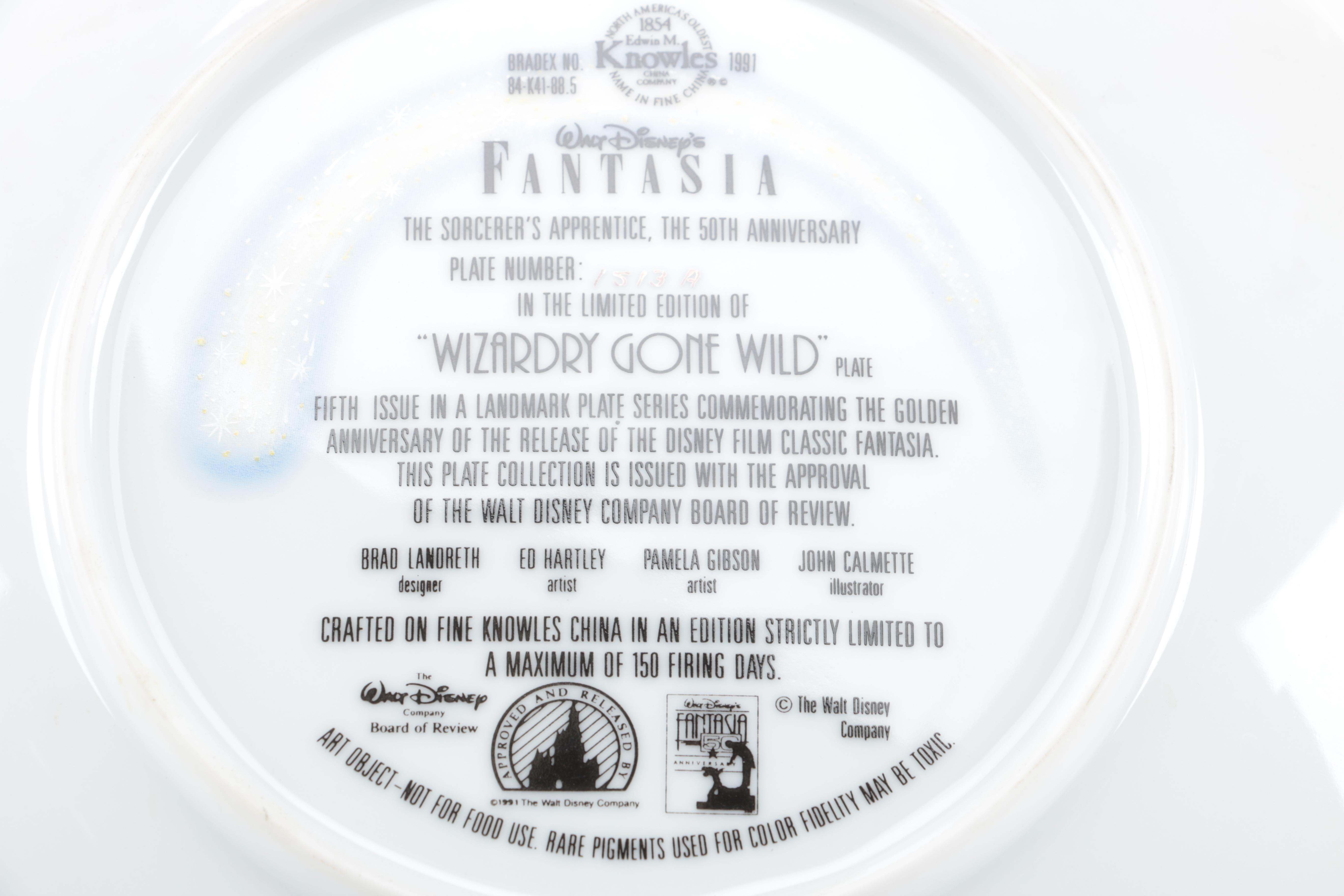 1991 Walt Disney's "Fantasia" Knowles Limited Edition Collector Plates