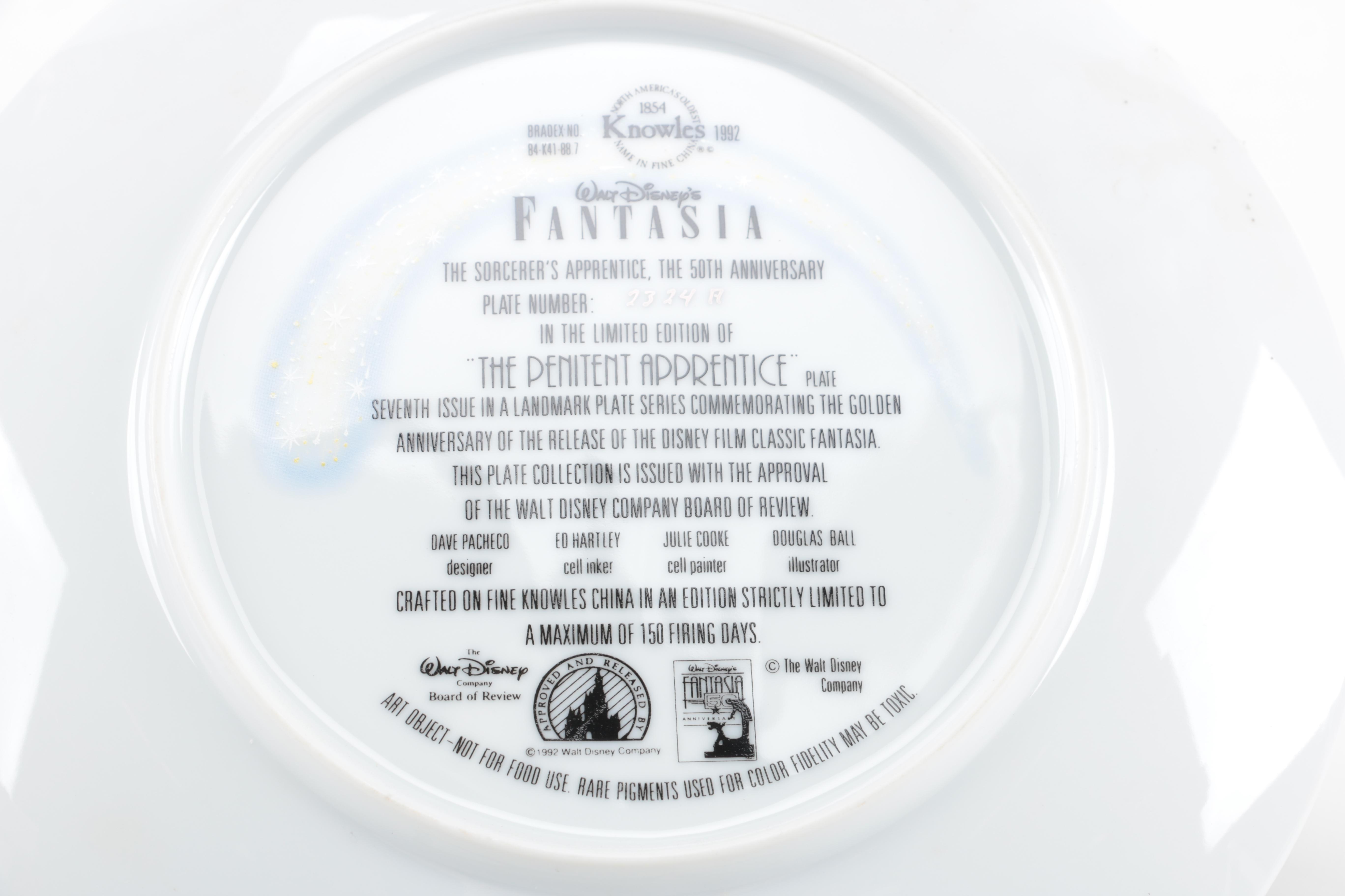 1991 Walt Disney's "Fantasia" Knowles Limited Edition Collector Plates