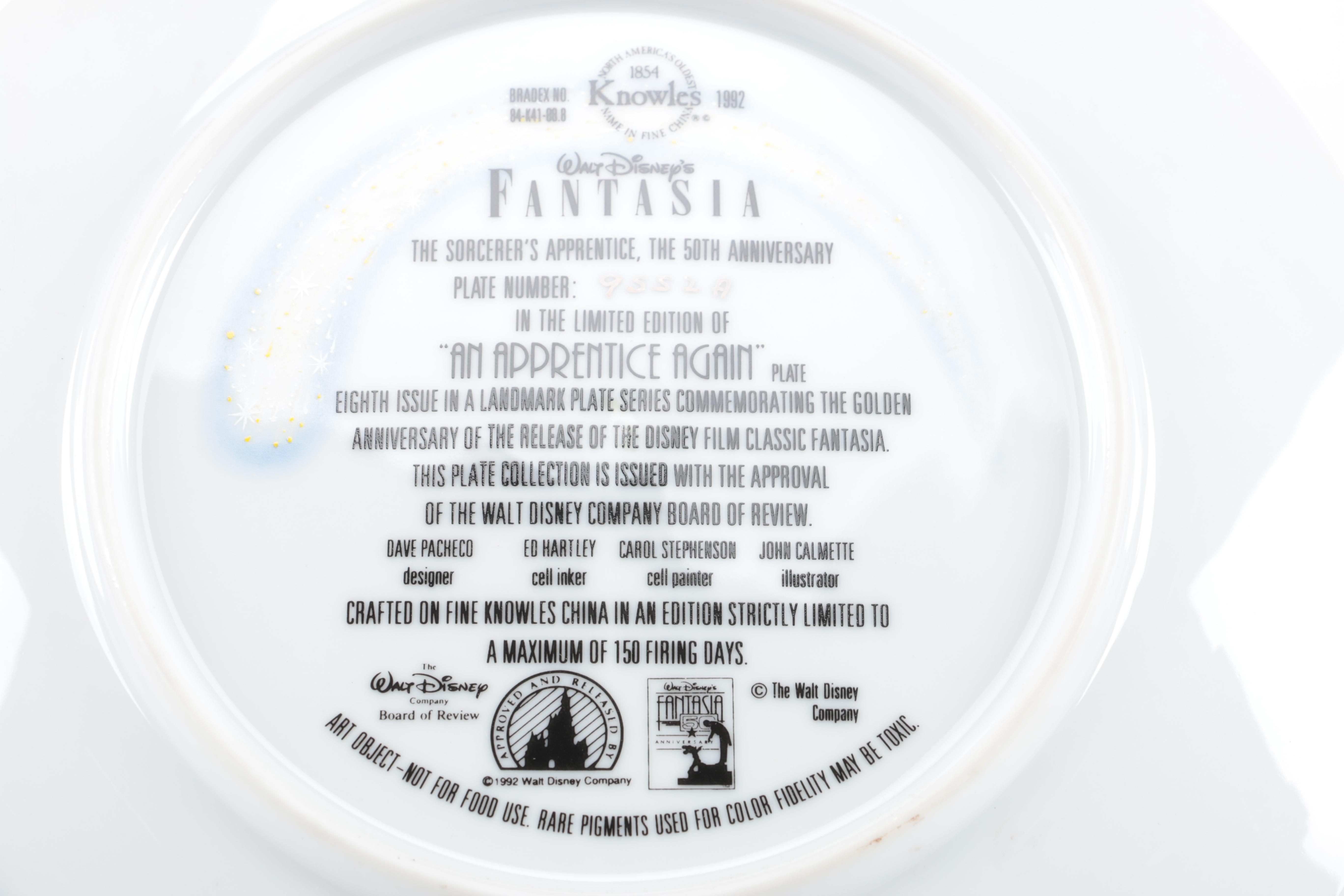 1991 Walt Disney's "Fantasia" Knowles Limited Edition Collector Plates