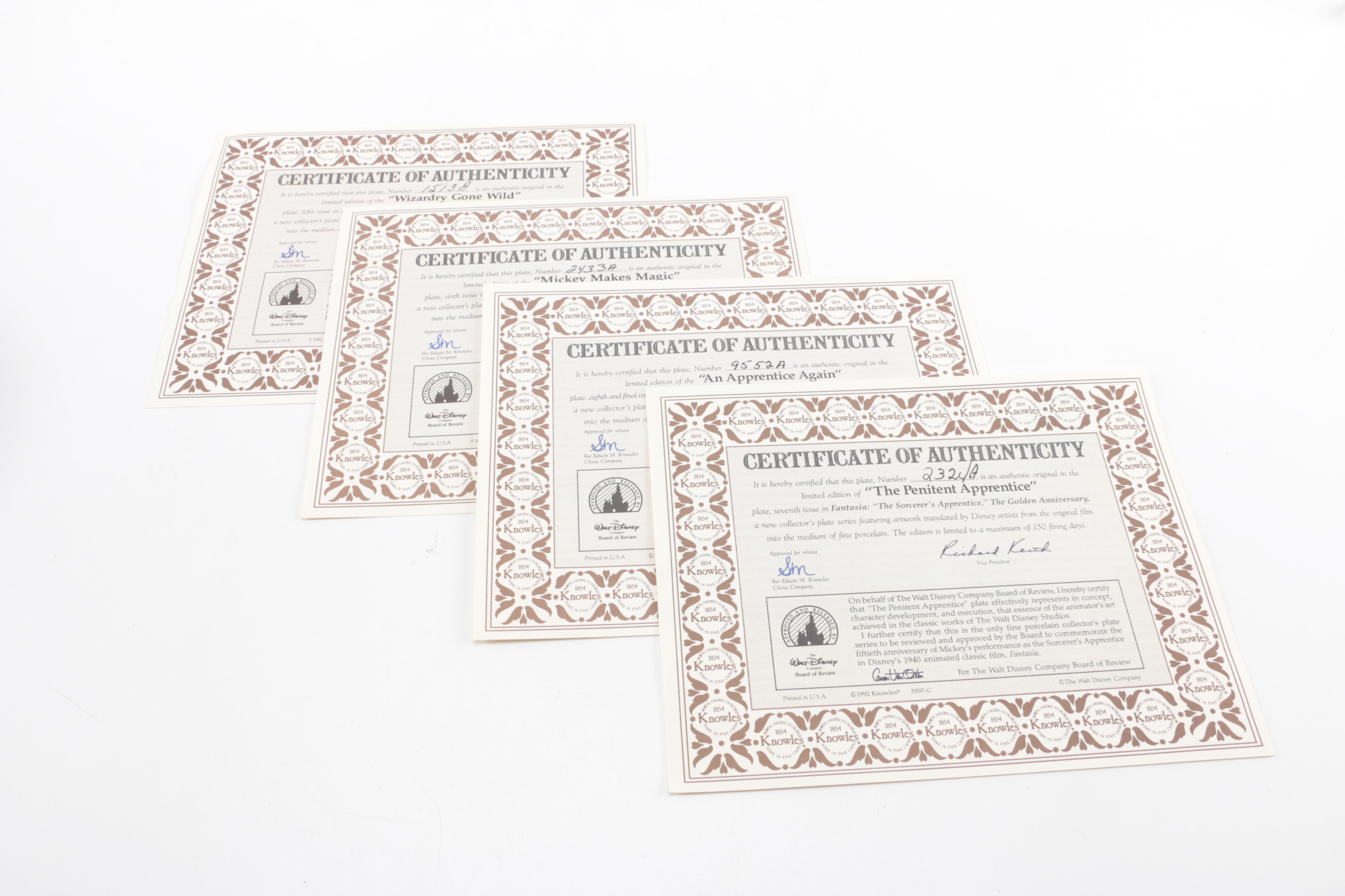 1991 Walt Disney's "Fantasia" Knowles Limited Edition Collector Plates