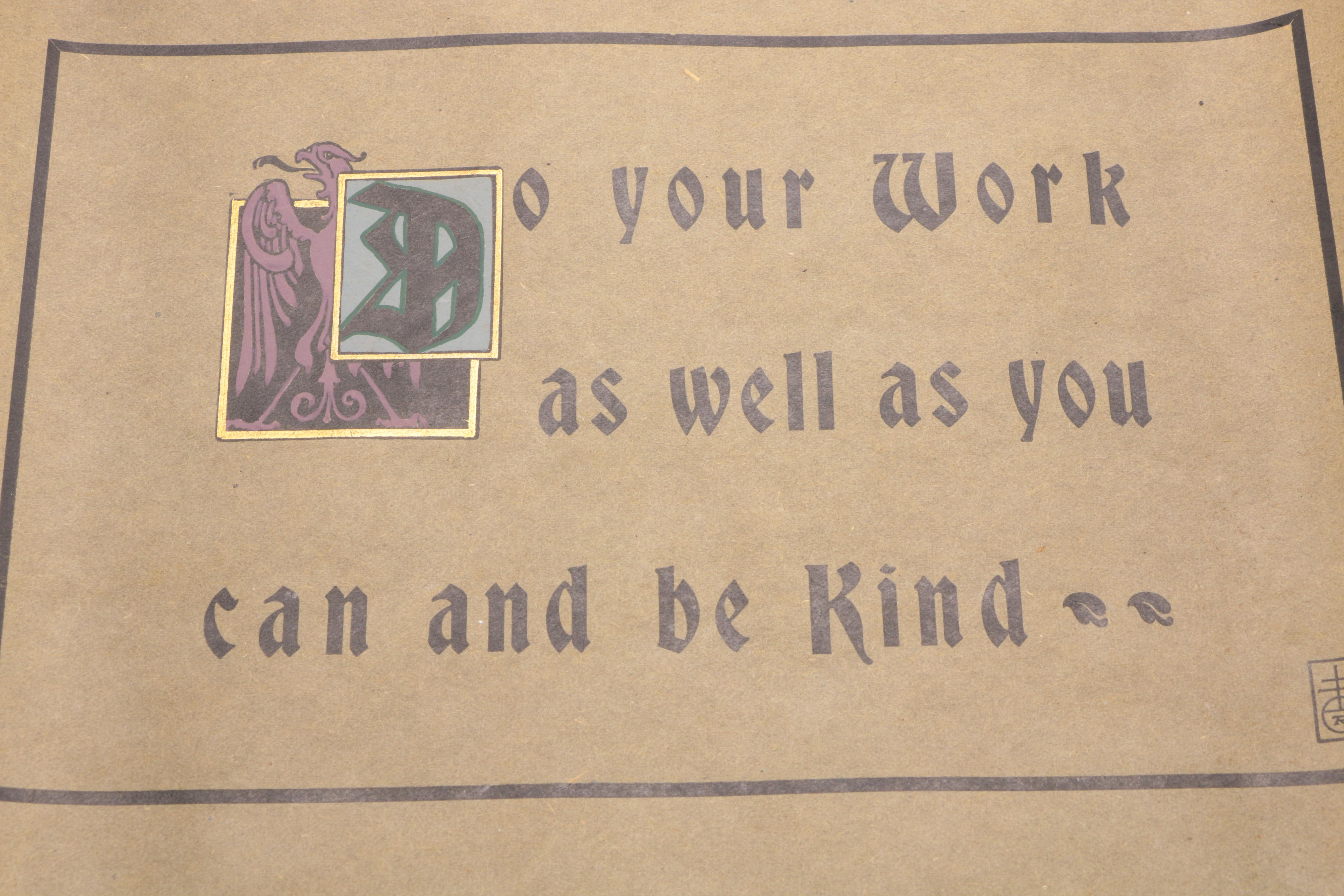 Pair of Roycroft "Do Your Work As Well as You Can" Quotes