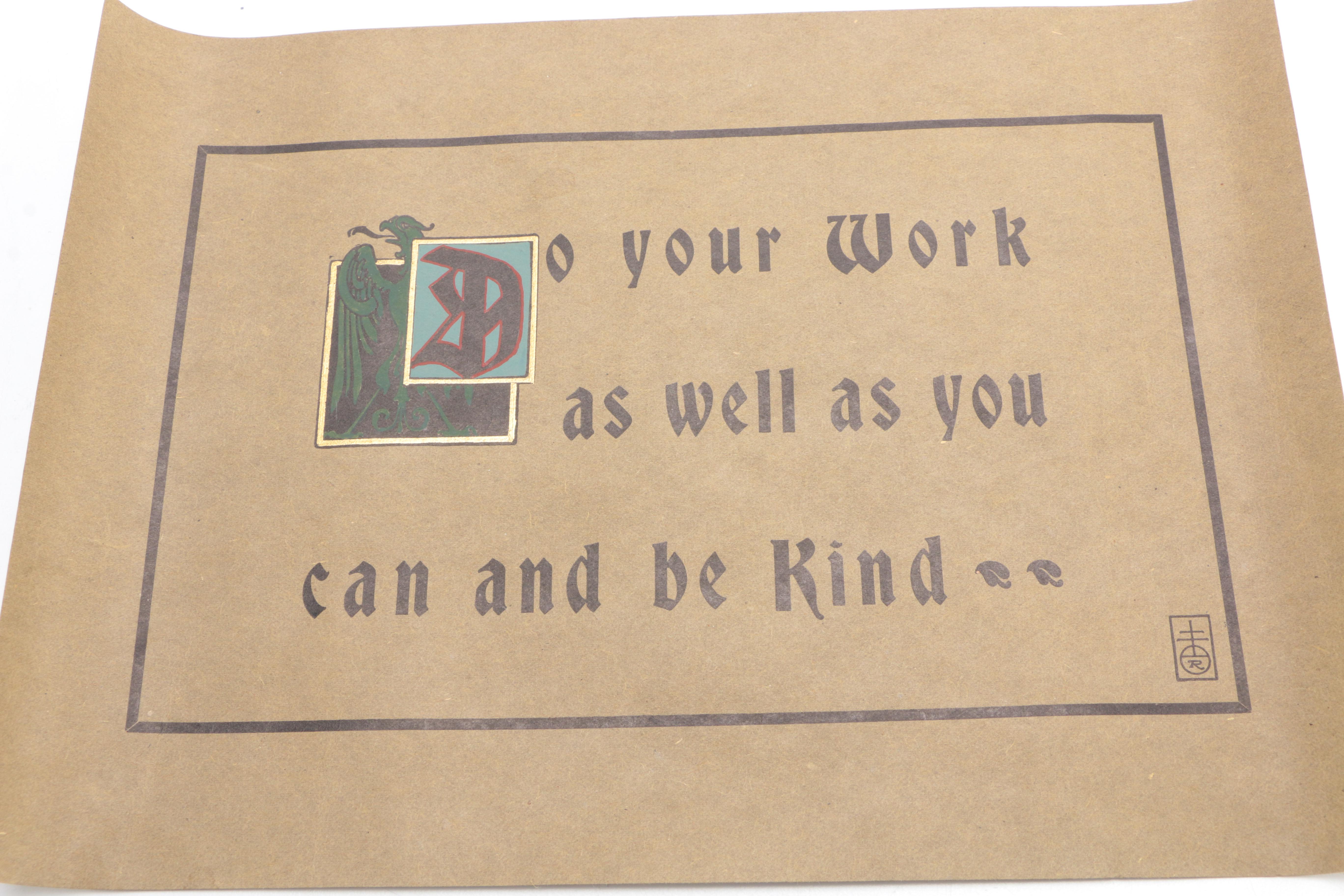 Pair of Roycroft "Do Your Work As Well as You Can" Quotes