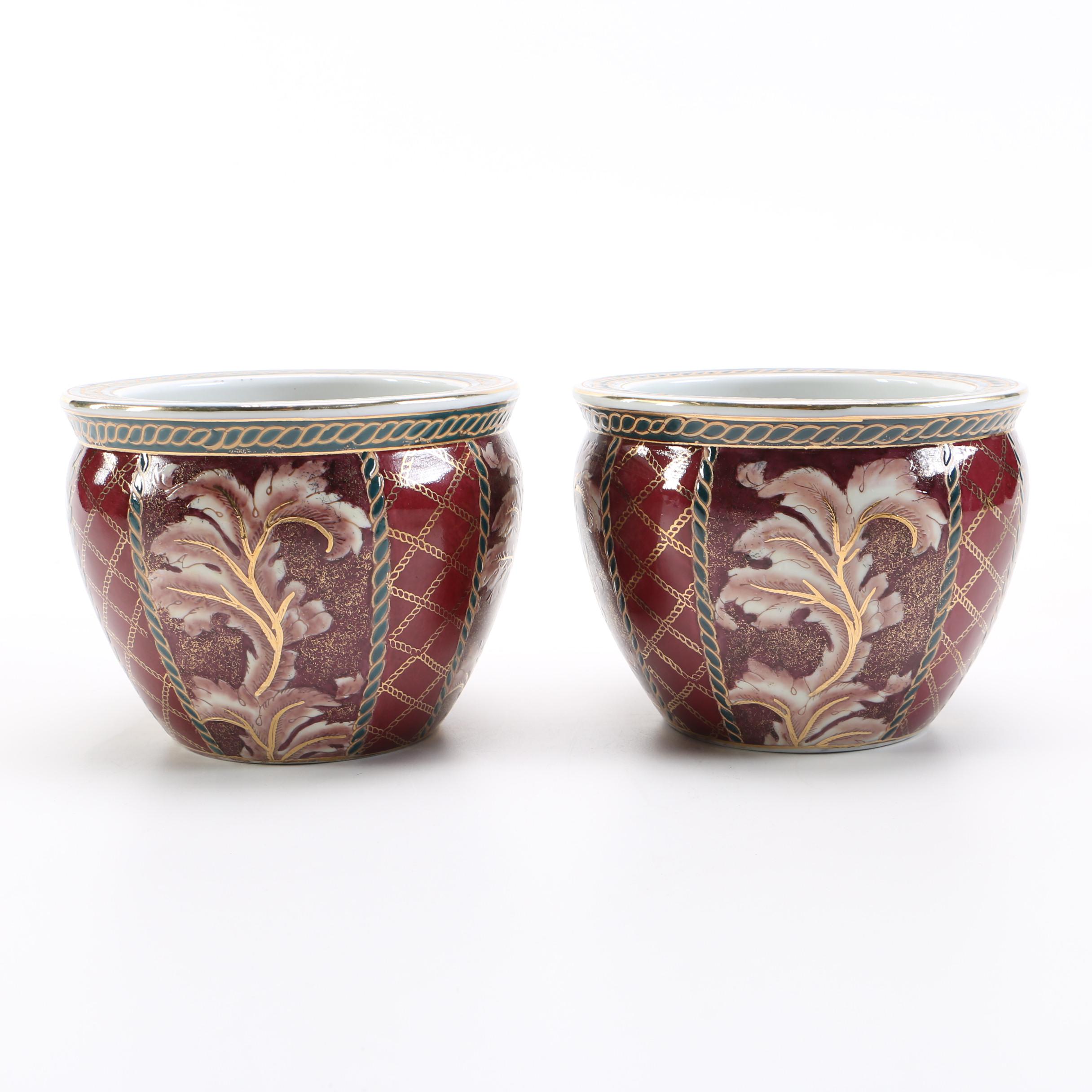 Red and Gold Tone Decorative Planters