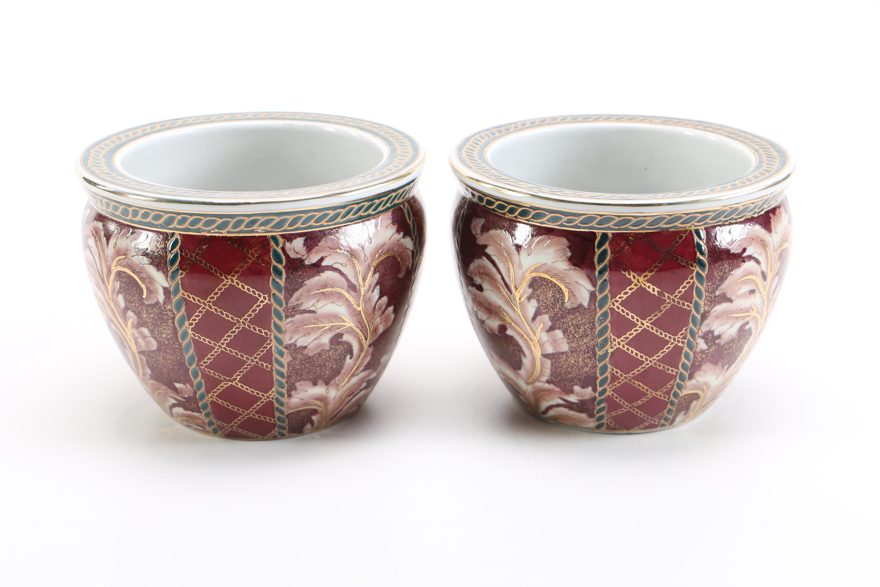 Red and Gold Tone Decorative Planters