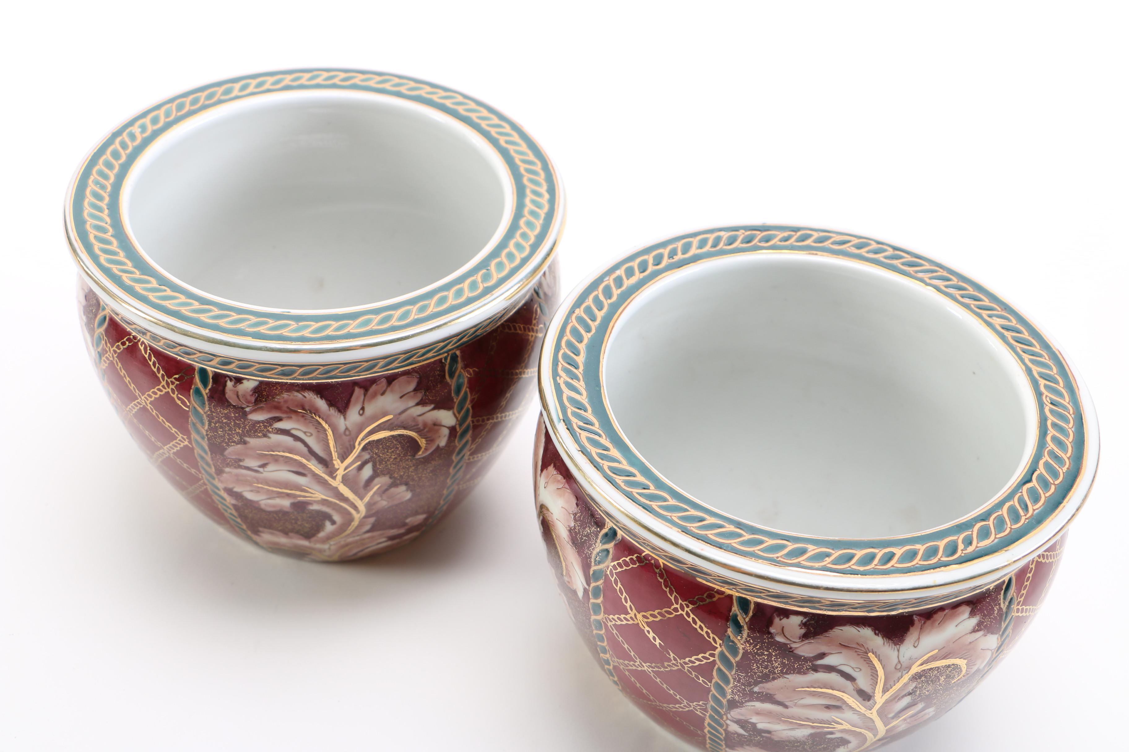 Red and Gold Tone Decorative Planters