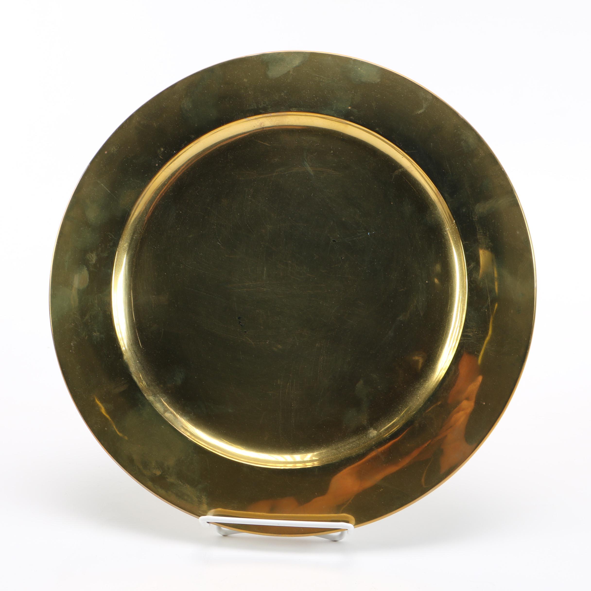 Footed Brass Planters and Serving Plate