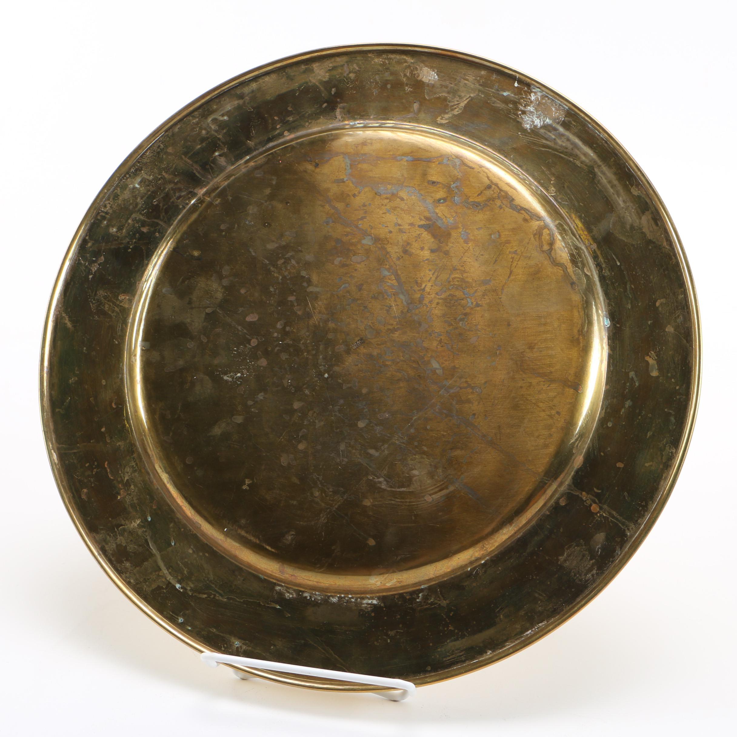 Footed Brass Planters and Serving Plate