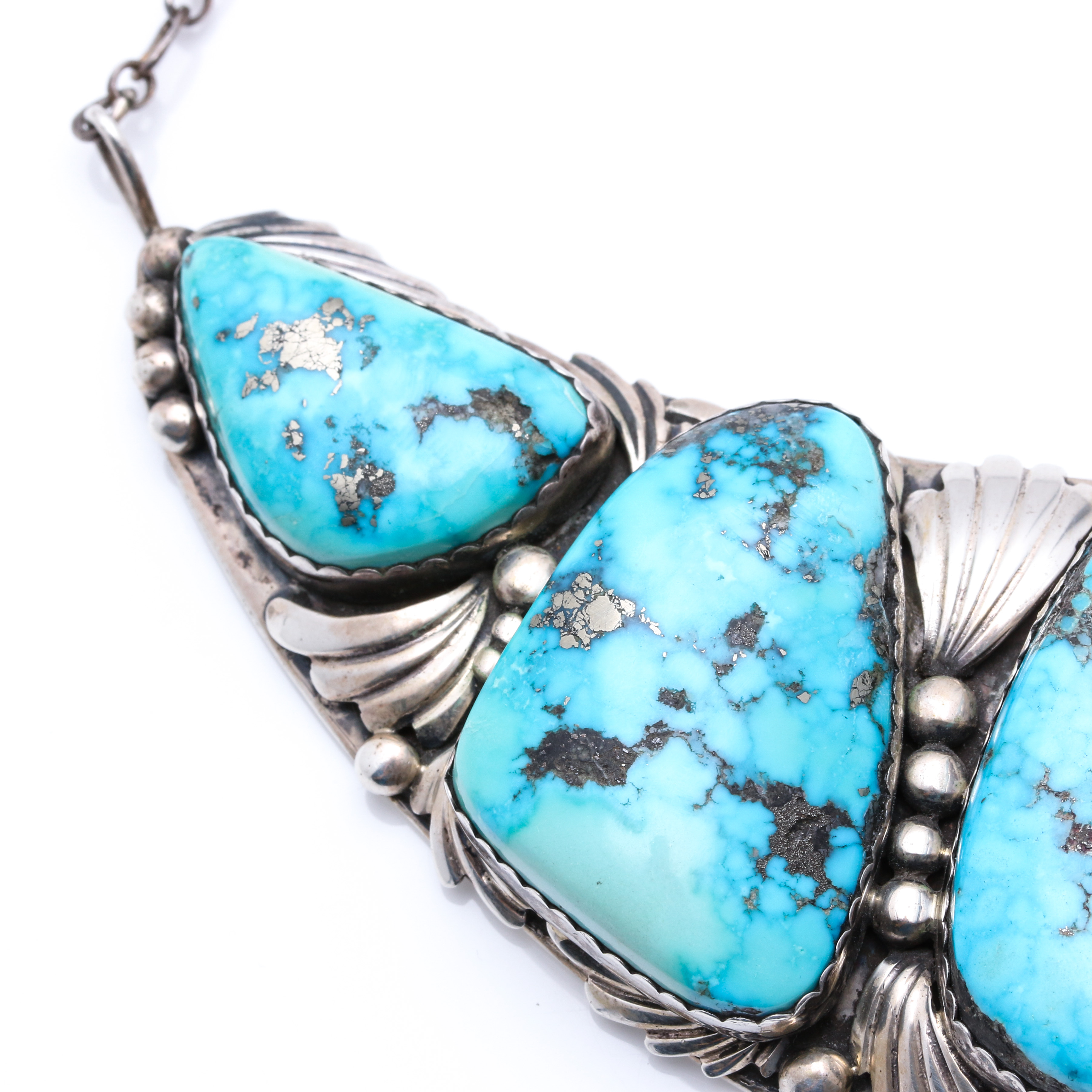 Juan Martinez Sterling Silver Turquoise Bib Necklace