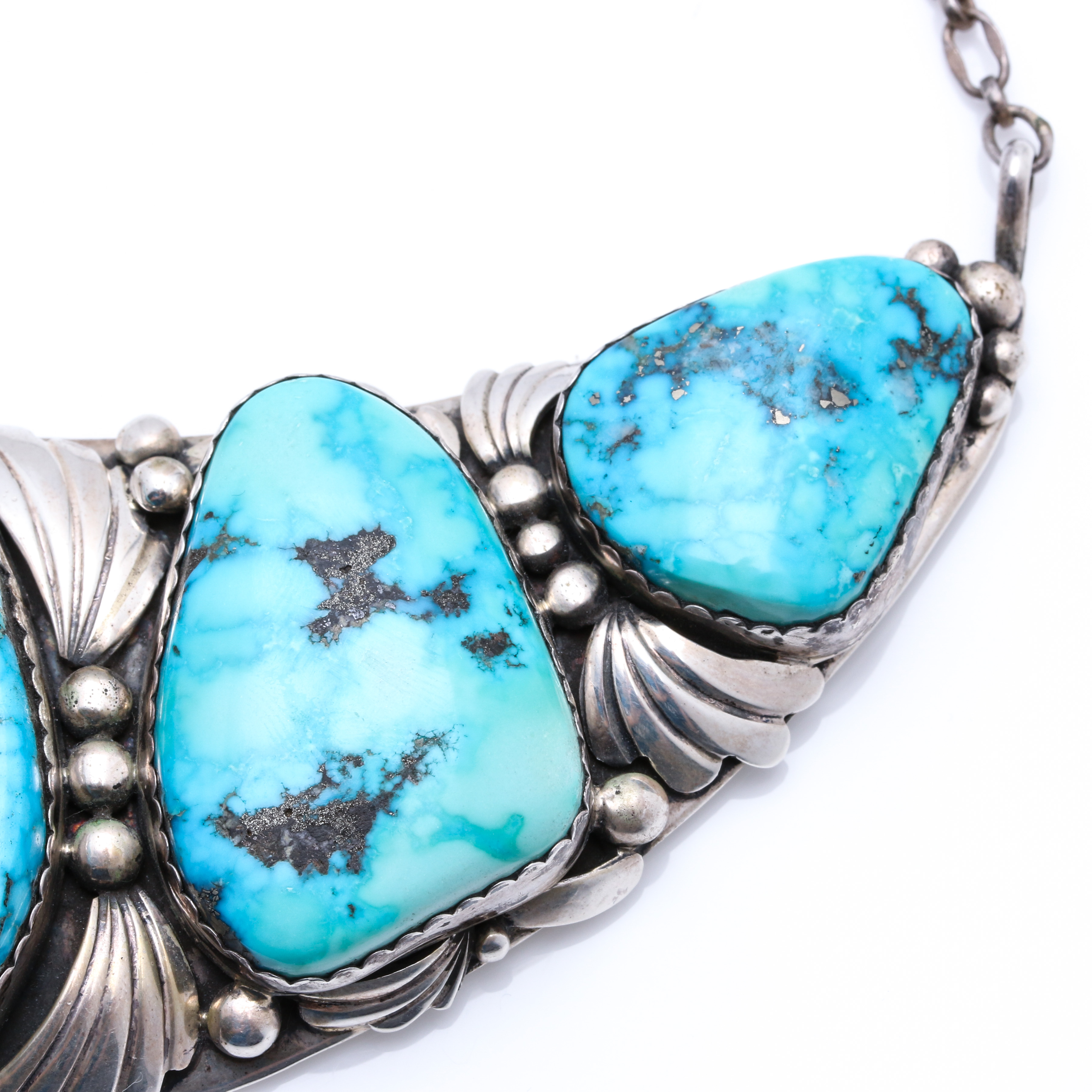 Juan Martinez Sterling Silver Turquoise Bib Necklace