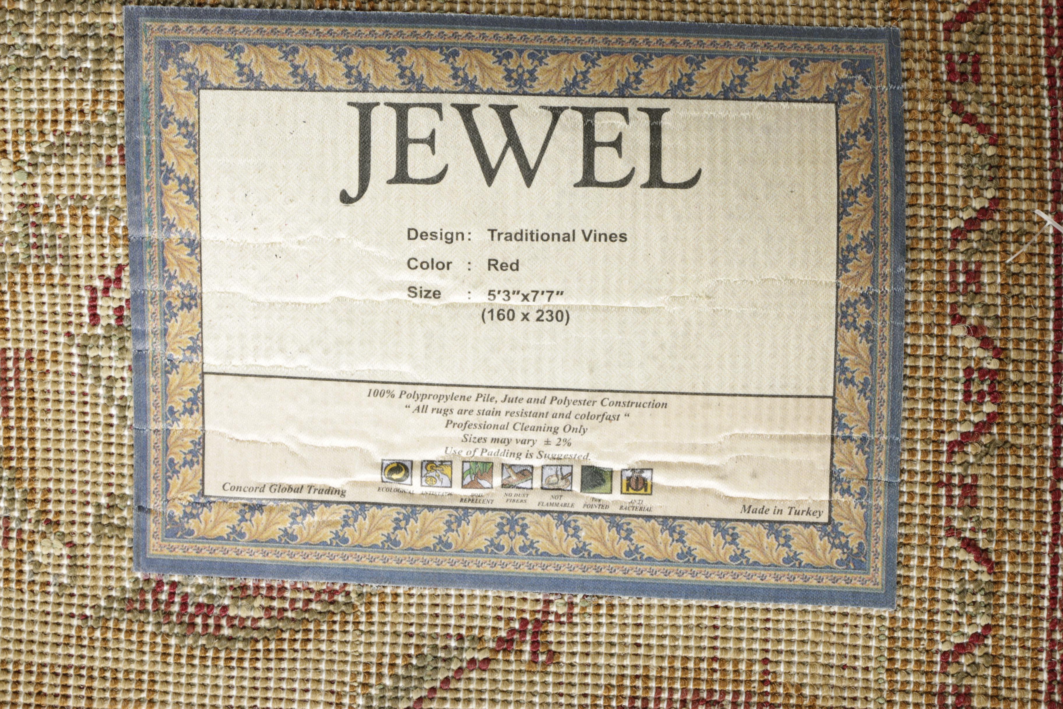 Machine Made Jewel "Traditional Vines" Area Rug