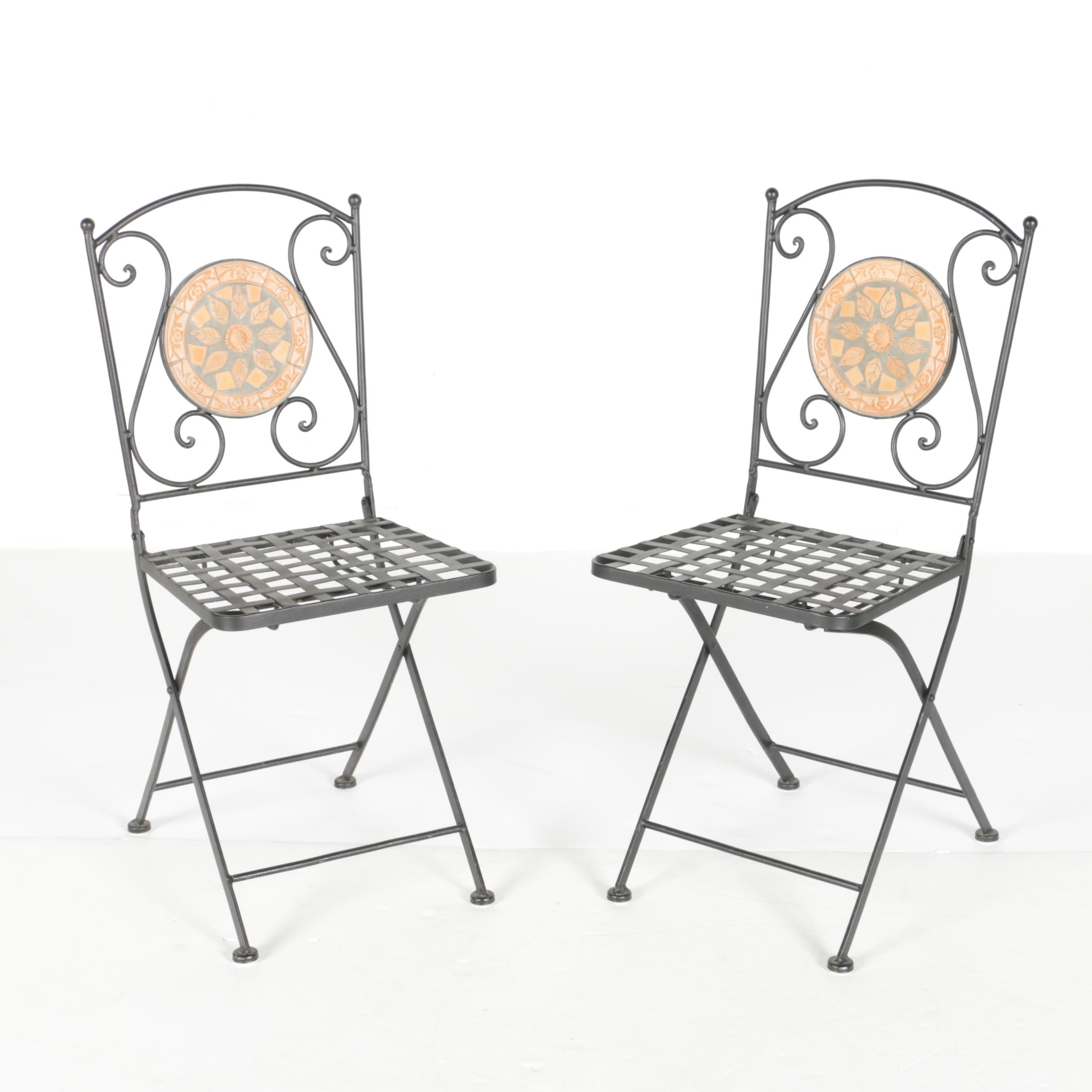 Metal and Ceramic Folding Patio Chairs