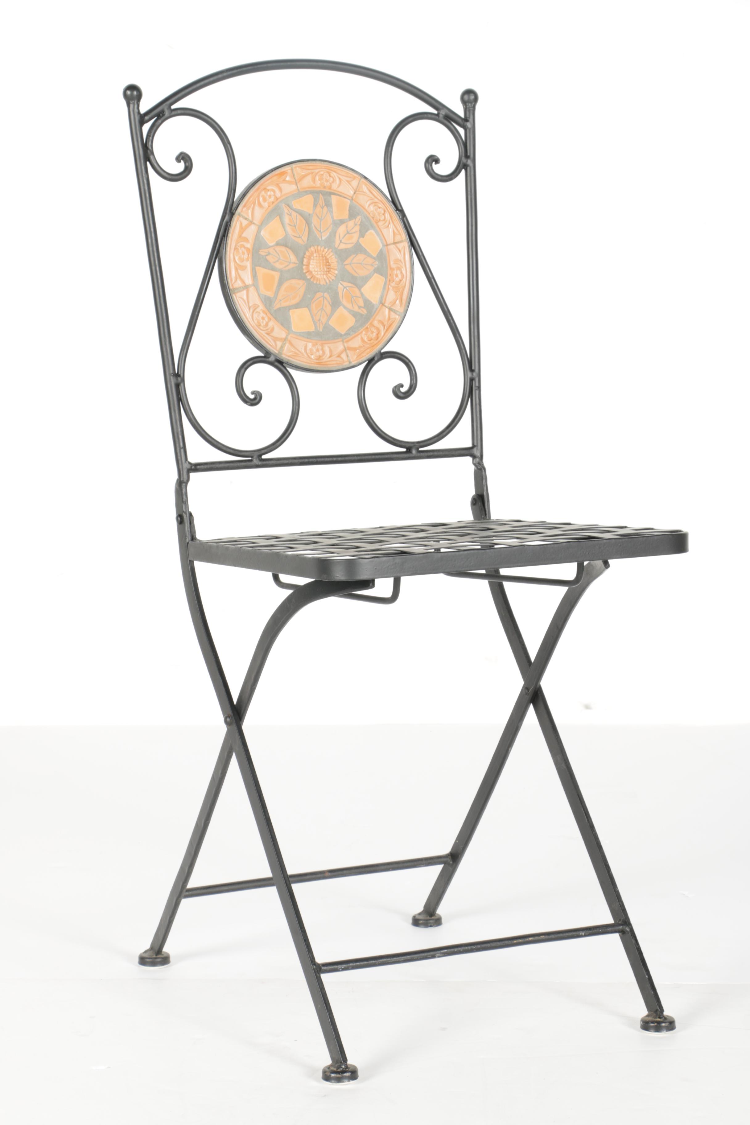 Metal and Ceramic Folding Patio Chairs