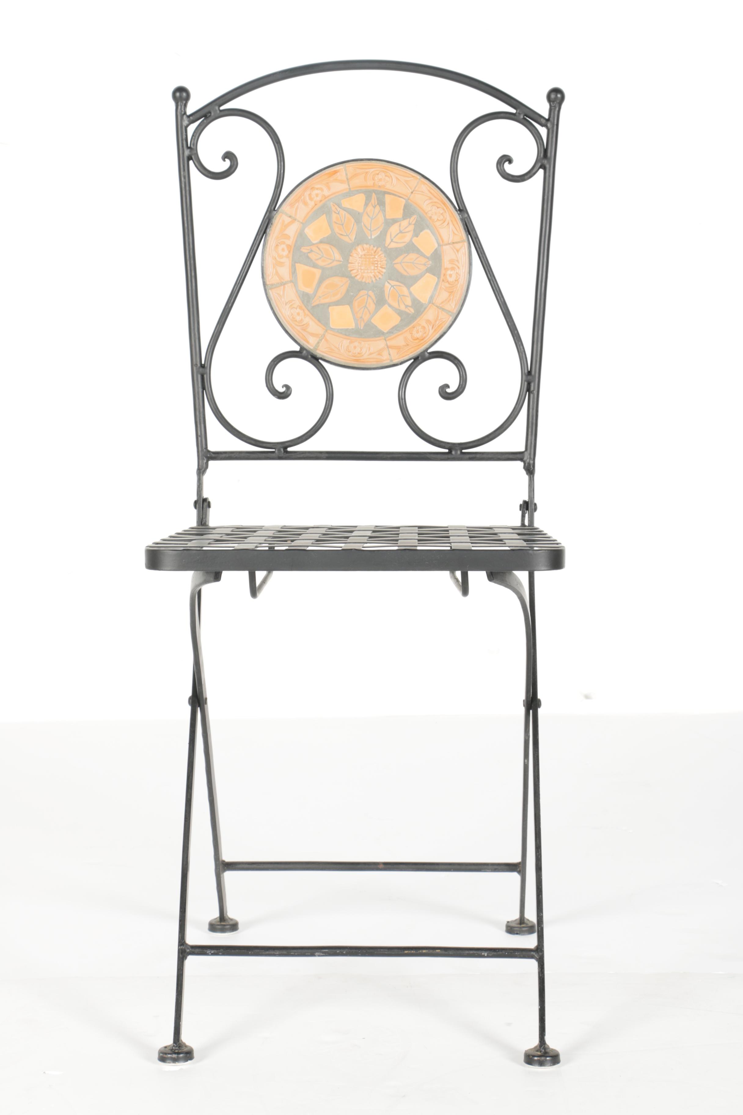 Metal and Ceramic Folding Patio Chairs