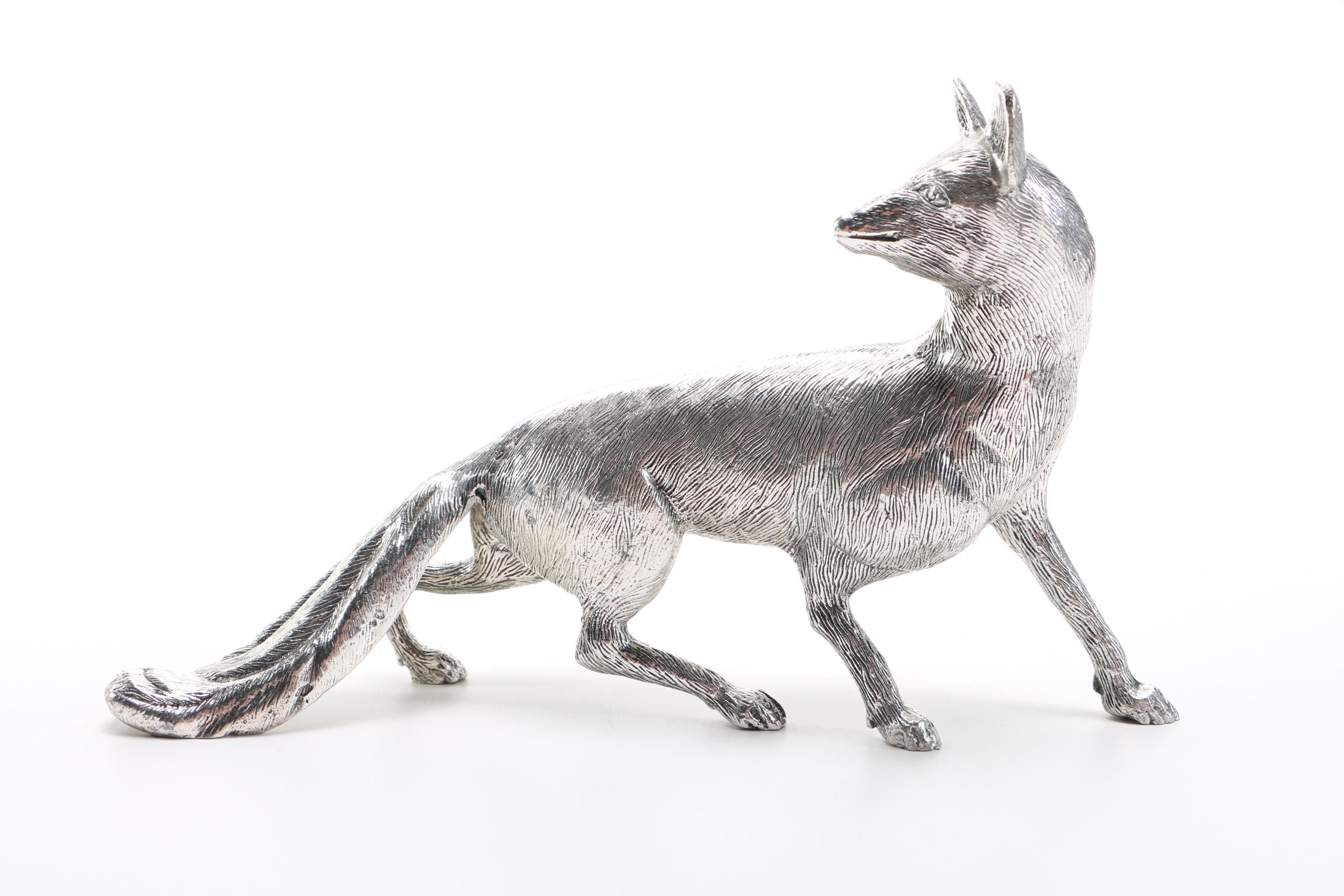 Silver Plated Fox Figurine