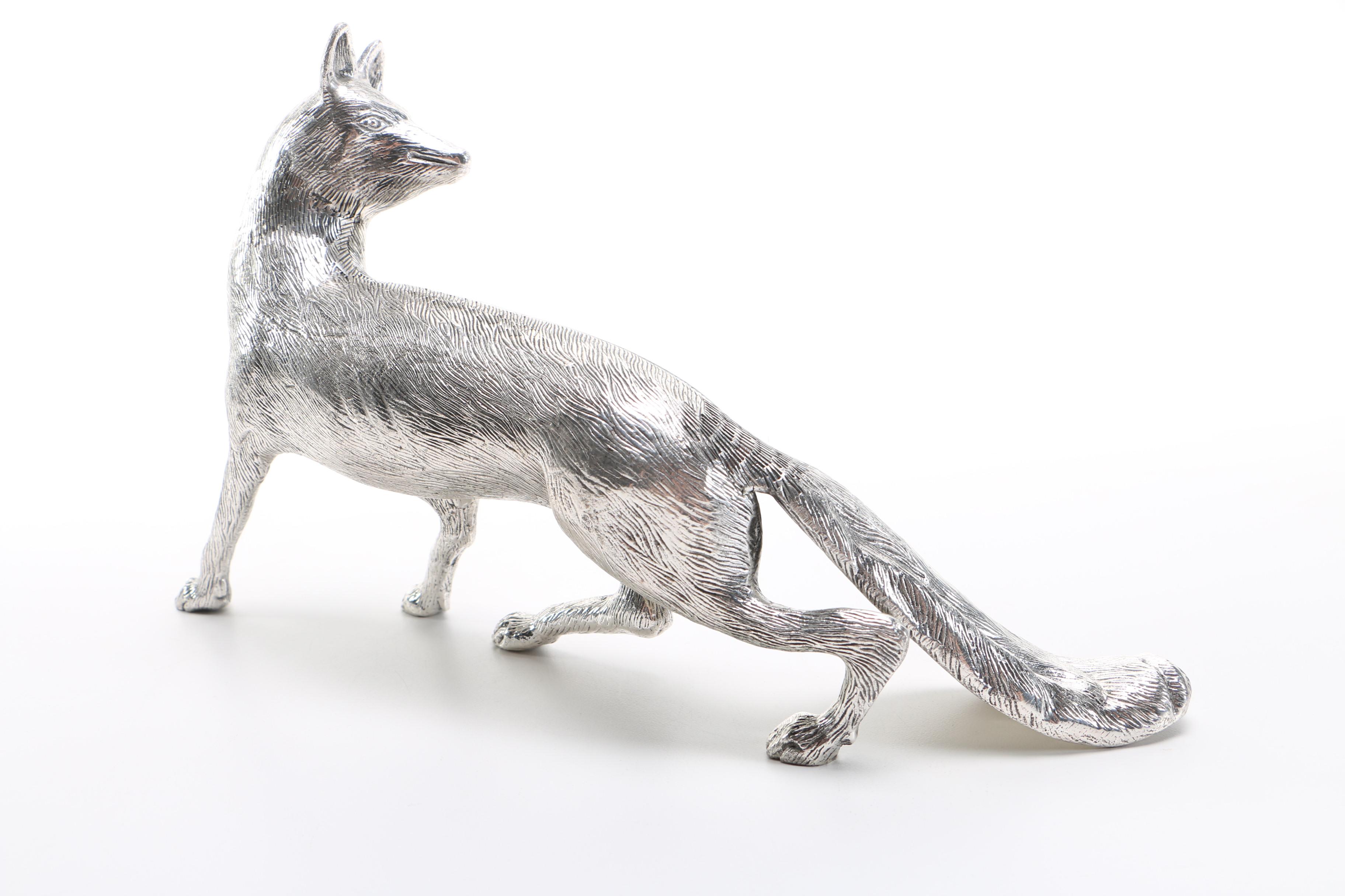 Silver Plated Fox Figurine